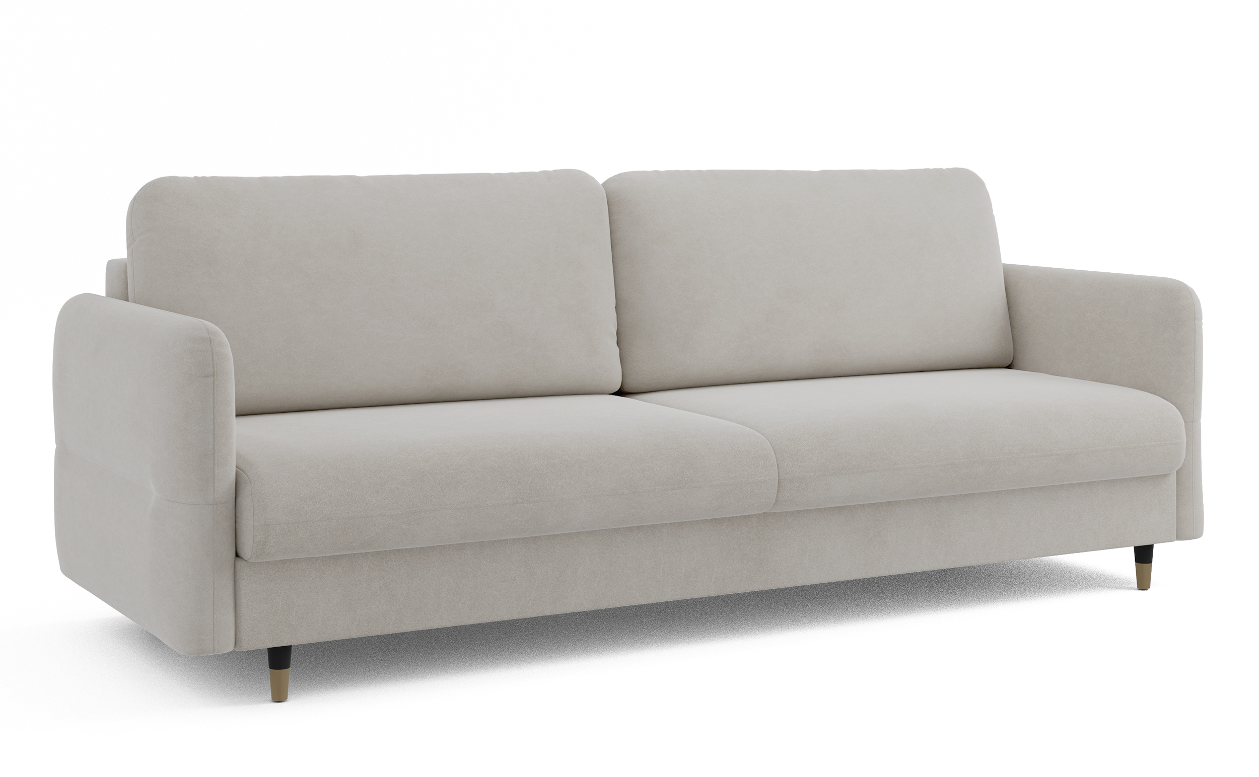 Kanapa rozkładana trzyosobowa Haria z pojemnikiem kremowa welur łatwoczyszczący - zdjęcie 1