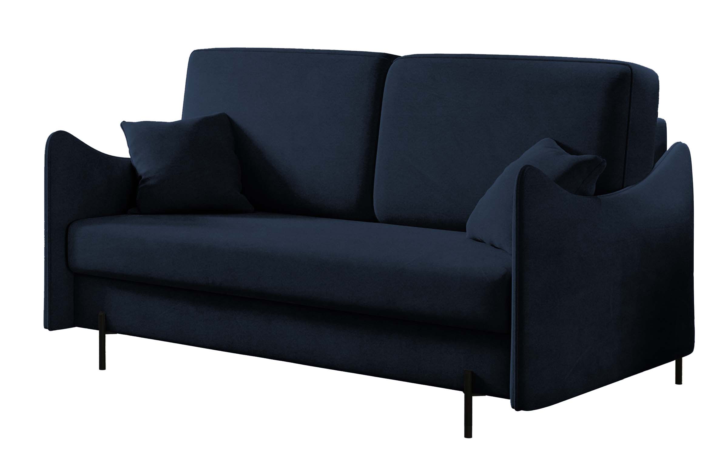 Kanapa rozkładana dwuosobowa Wavia z pojemnikiem granatowa velvet hydrofobowy - zdjęcie 1