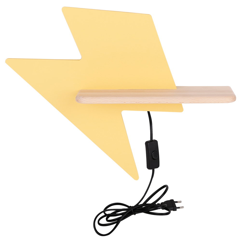 Kinkiet ścienny do pokoju dziecięcego Dreamie błyskawica z przewodem żółty - zdjęcie 1