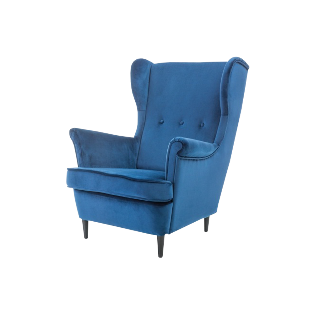 Fotel Pazial uszak granatowy welur - zdjęcie 1