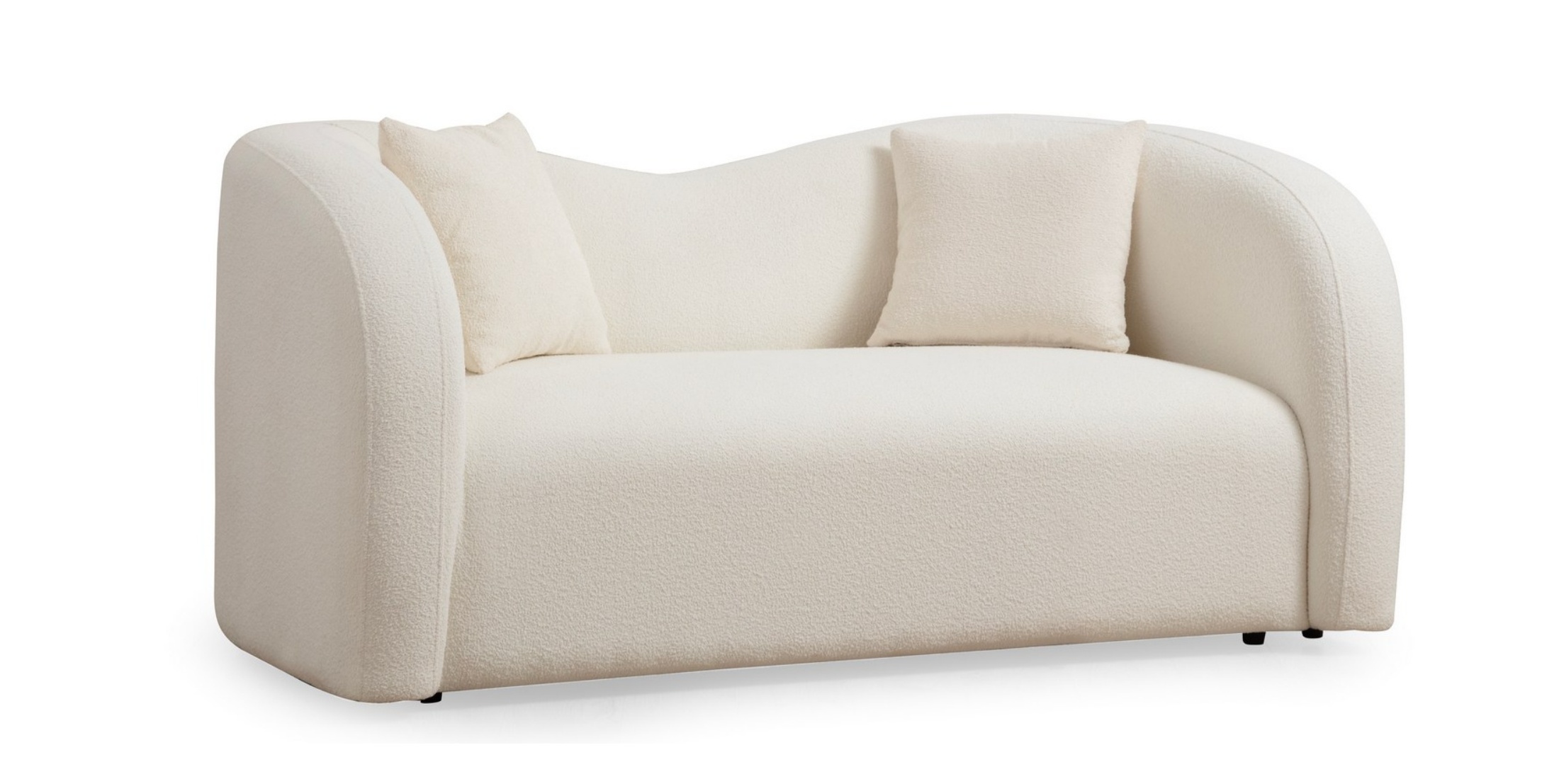 Sofa dwuosobowa Subedly w tkanienie boucle kremowa - zdjęcie 1