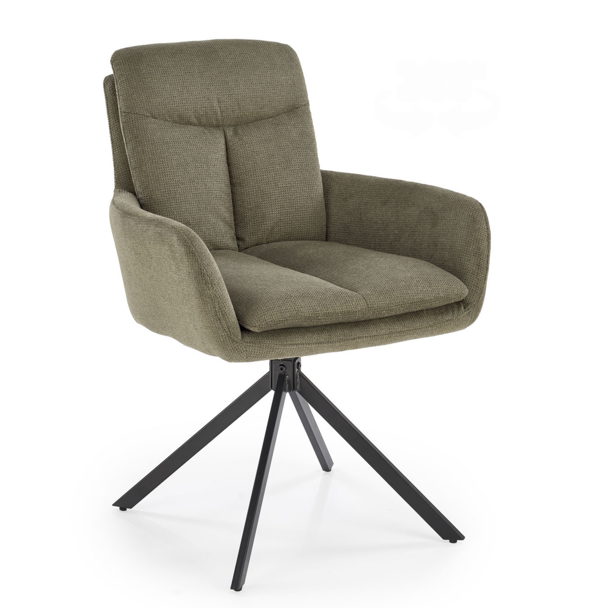 Krzesło tapicerowane Linuet oliwkowe na obrotowej podstawie - zdjęcie 1