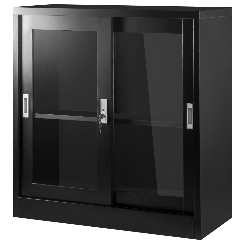 Szafka wisząca metalowa z przeszkleniem XD-018 czarna - zdjęcie 1