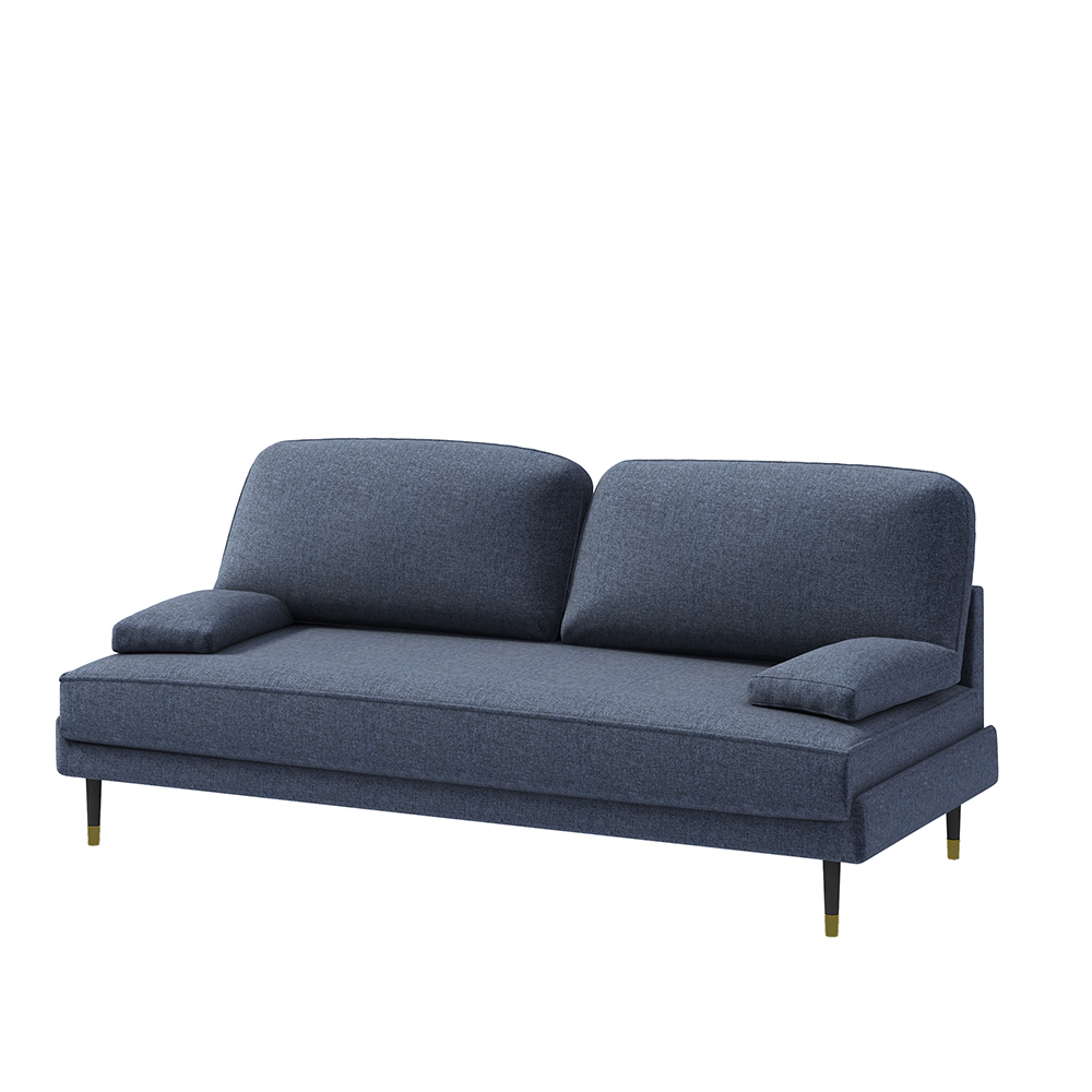 Kanapa trzyosobowa Kachave niebieska na czarno - złotych nogach - zdjęcie 1