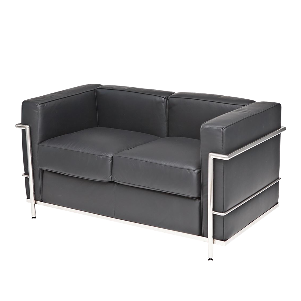 Sofa dwuosobowa Kubik skóra naturalna czarna - zdjęcie 1