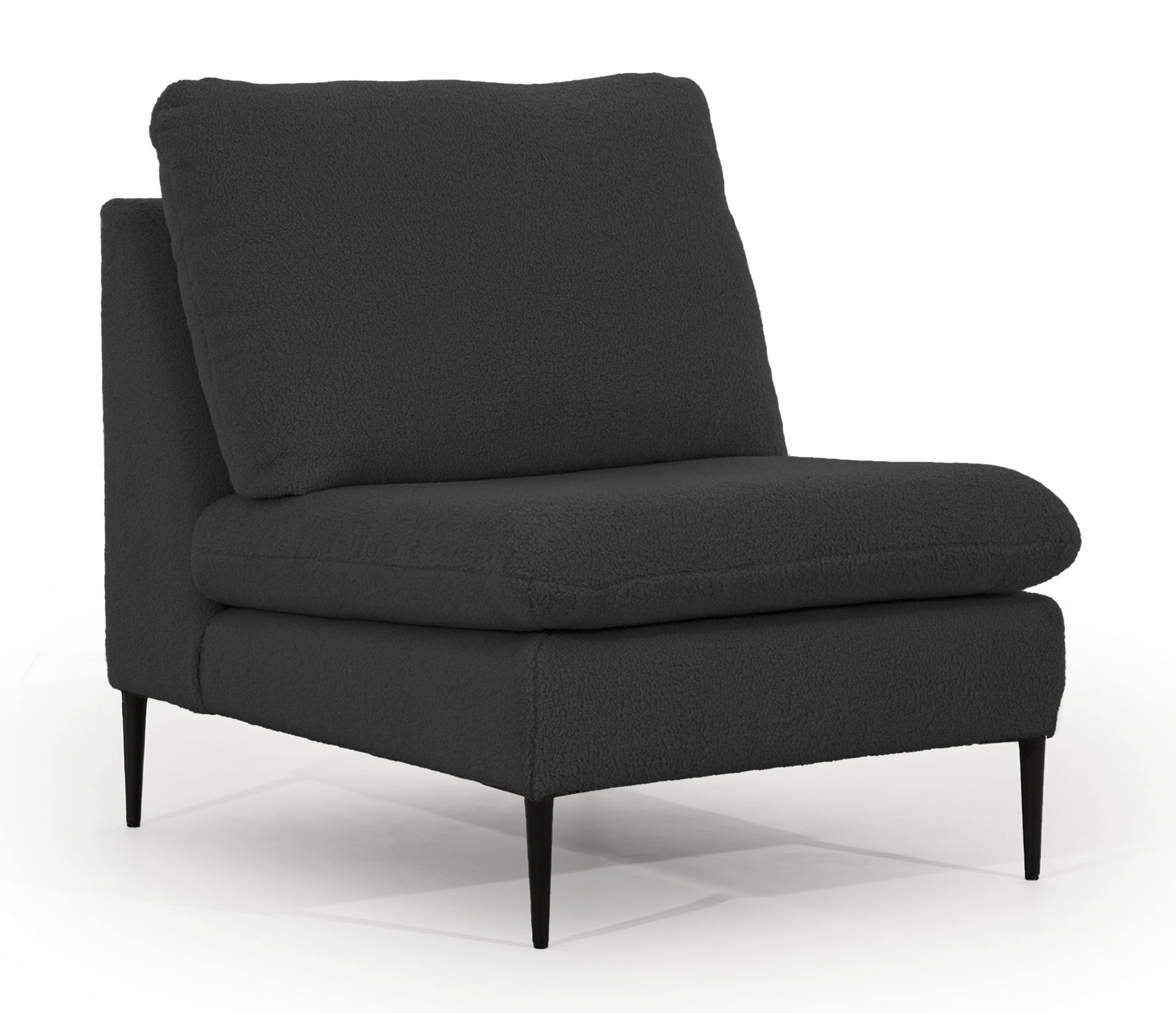 Fotel kubełkowy Mensanello grafitowy w tkaninie boucle - zdjęcie 1