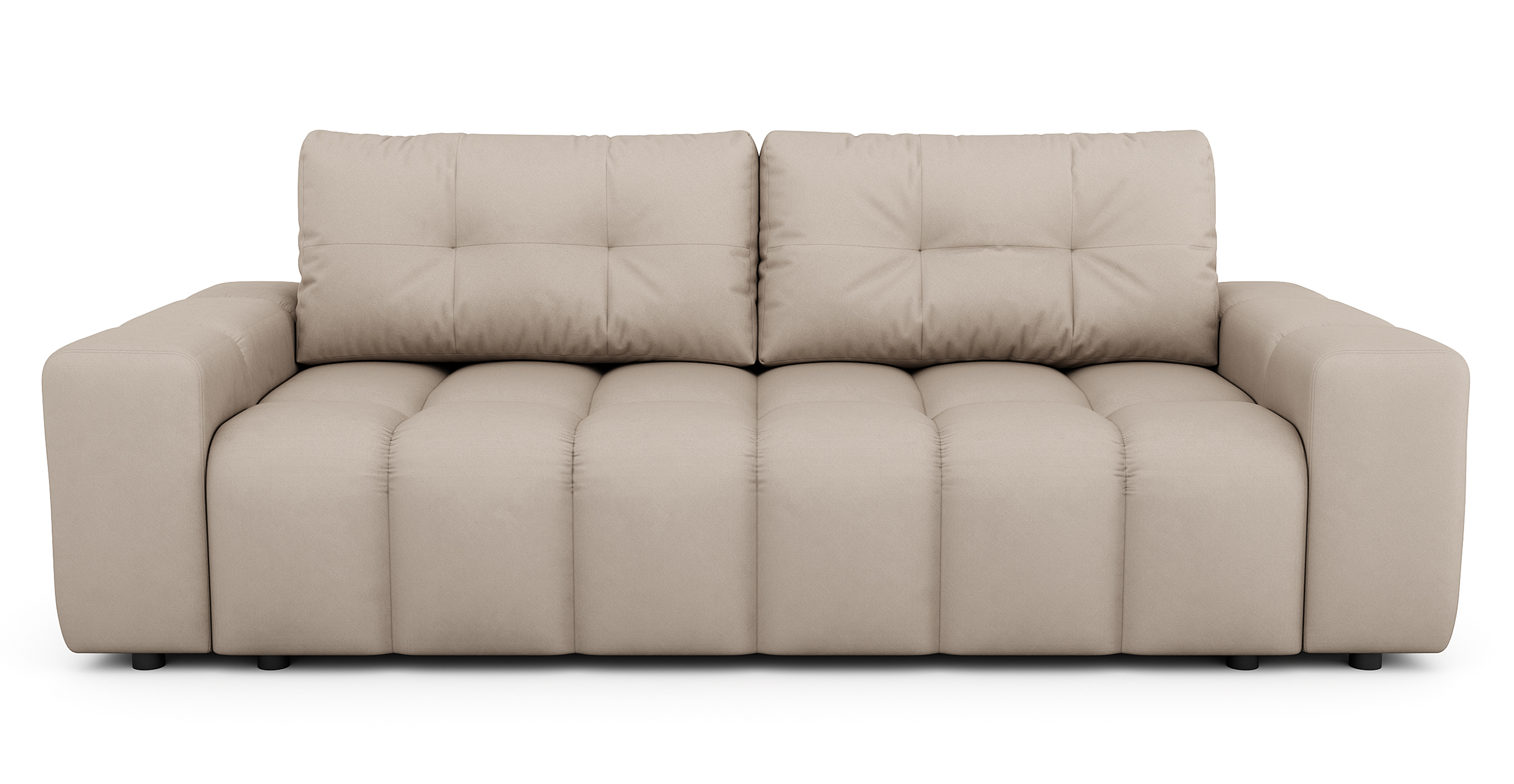 Kanapa rozkładana trzyosobowa Barreto beżowa velvet hydrofobowy z pojemnikiem  - zdjęcie 1