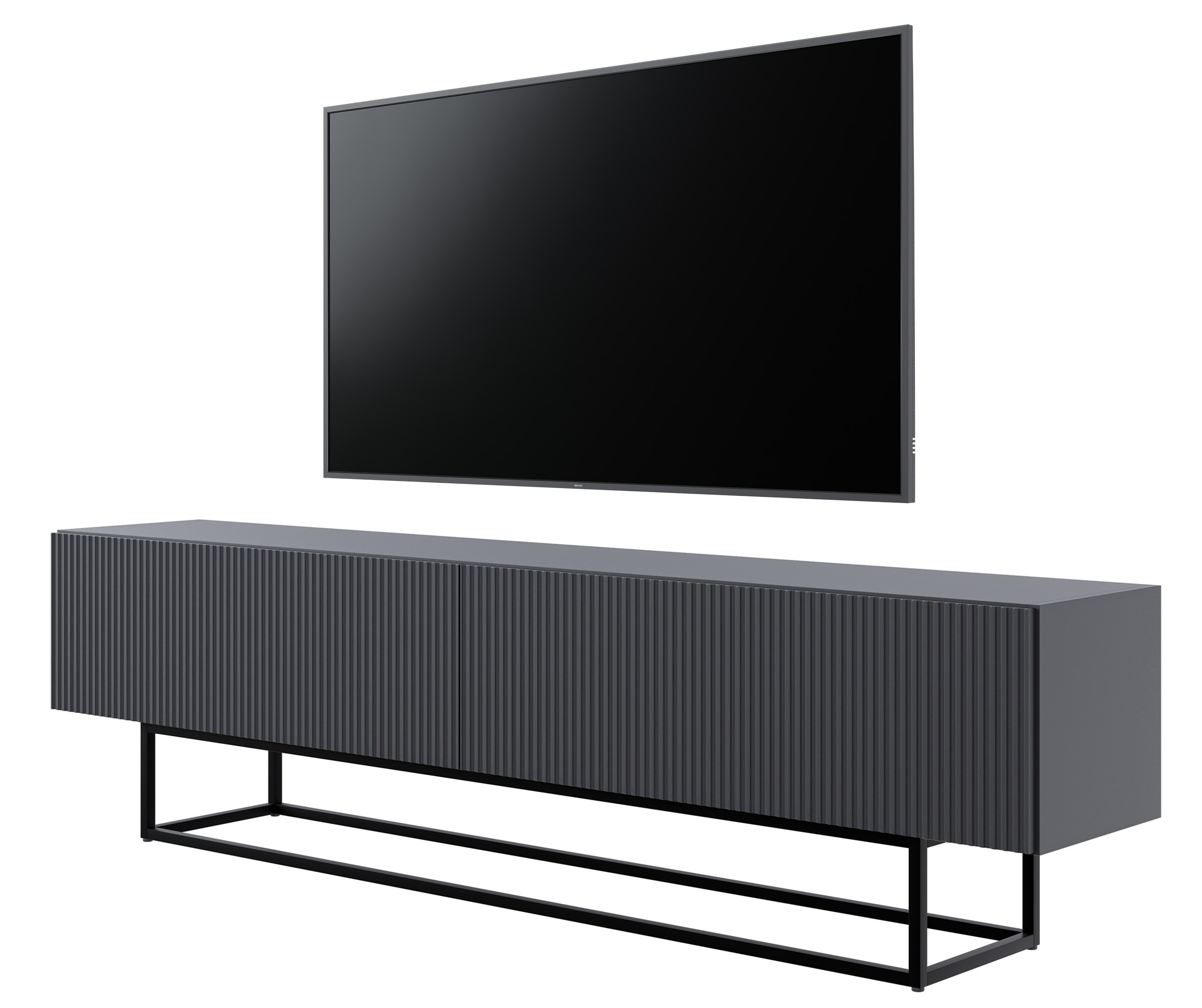 TV-Schrank Veldio 175 cm schwarz mit schwarzen Beinen