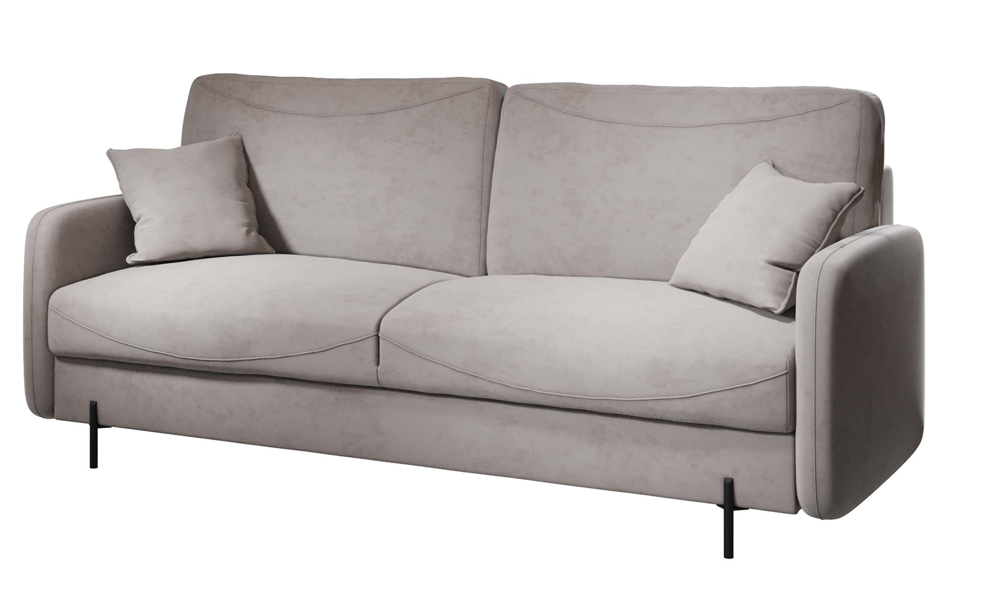 Kanapa rozkładana trzyosobowa Barcuzzi z pojemnikiem szara welur hydrofobowy - zdjęcie 1