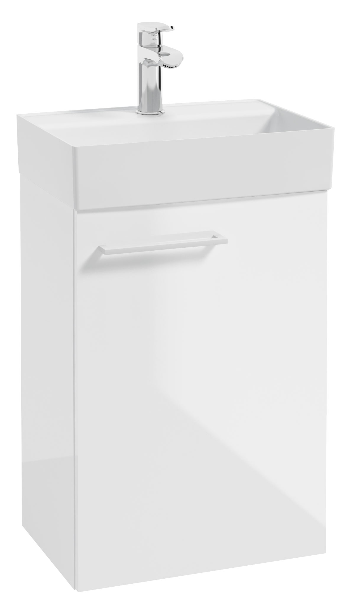 Szafka z umywalką Modullac 43 cm biały połysk z białym uchwytem - zdjęcie 1
