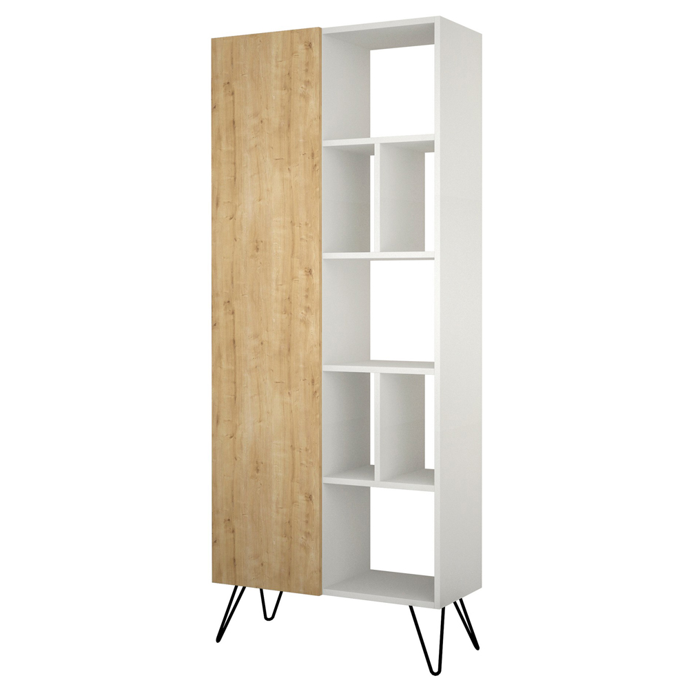 Regał zamykany Phragmites biały/dąb - zdjęcie 1