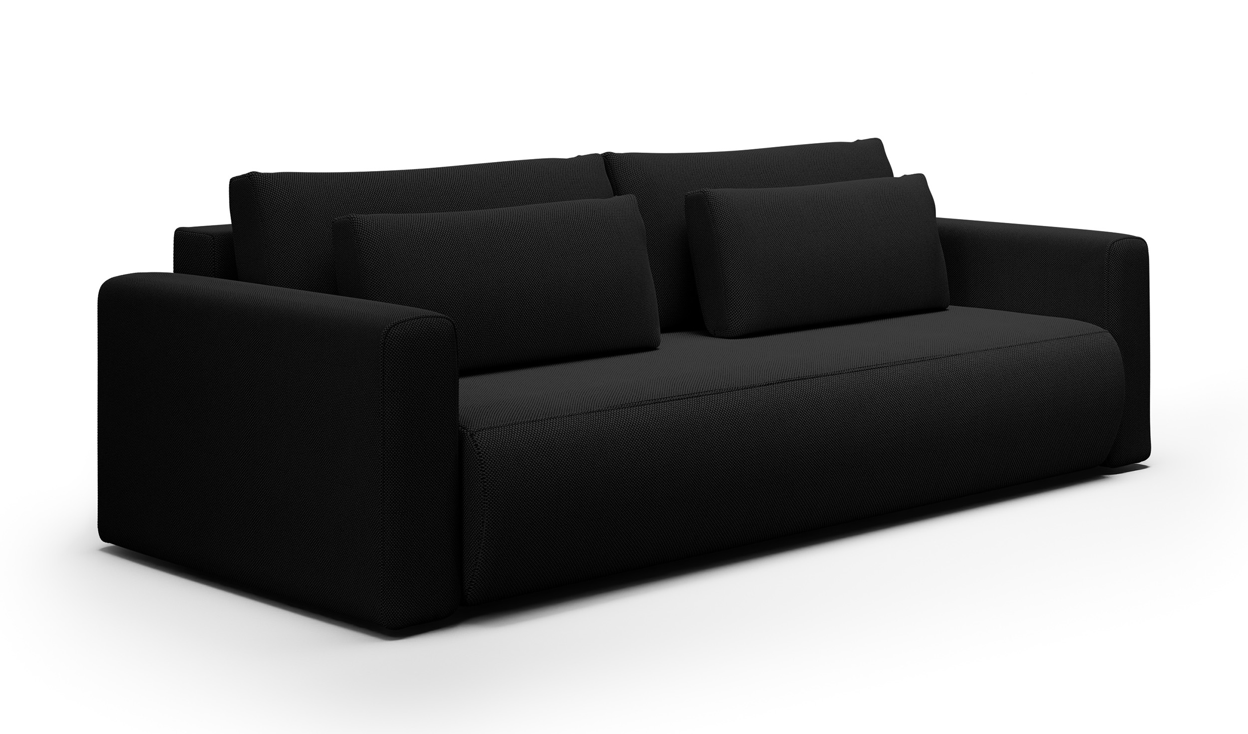 Kanapa rozkładana trzyosobowa Ajwar z pojemnikiem czarna szenil hydrofobowy - zdjęcie 1