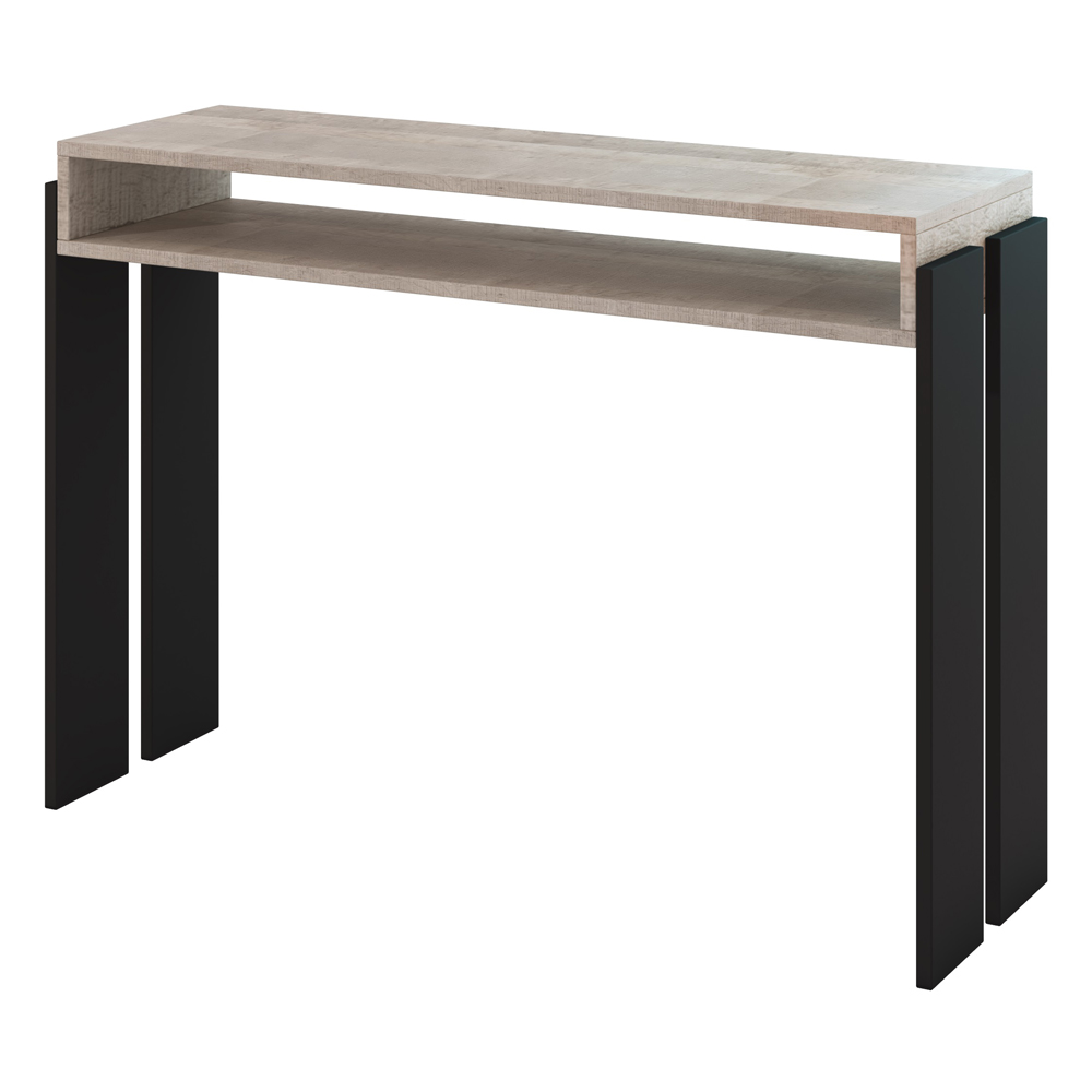 Konsola Hargivolo 110x35 cm dąb platynowy-czarny - zdjęcie 1