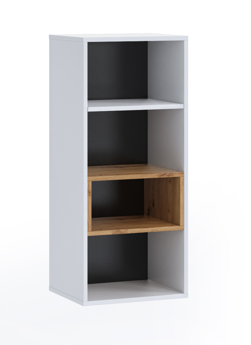 Regał wiszący Bonila z czterema półkami biały / dąb artisan - zdjęcie 1