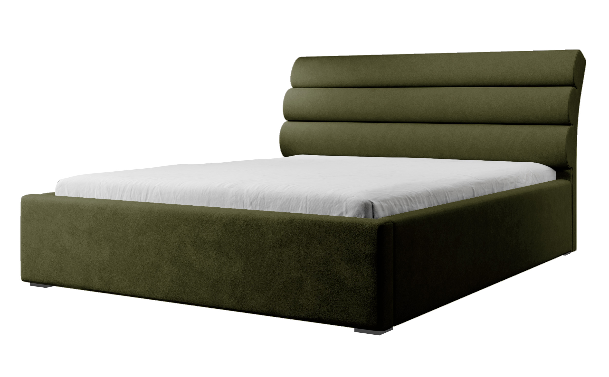 Łóżko tapicerowane 140x200 cm Havneby hydrofobowe oliwkowe - zdjęcie 1