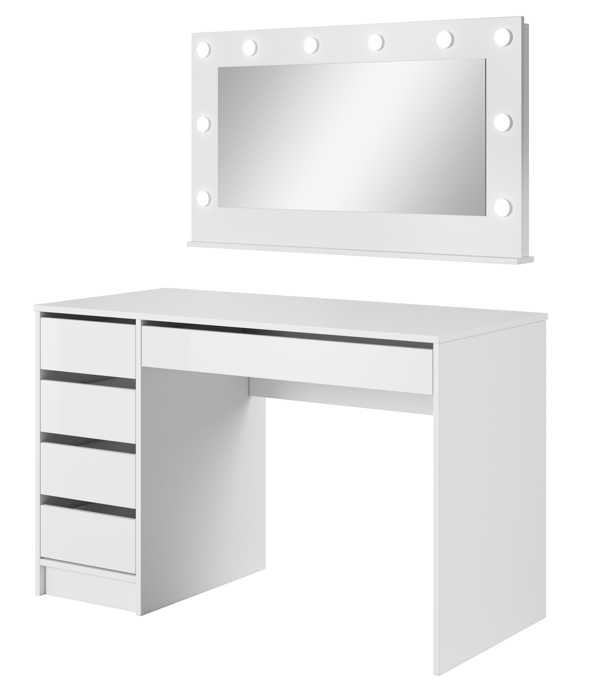 Toaletka Allden biała z szufladami i lustrem - zdjęcie 1