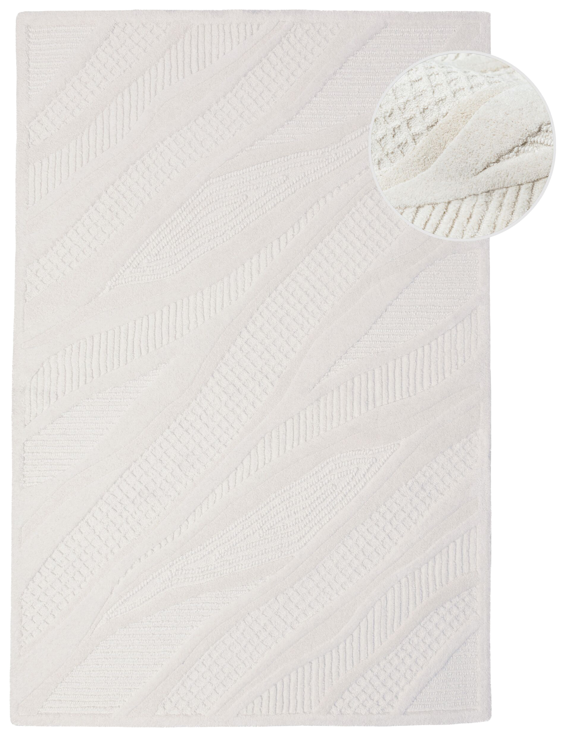 Dywan z wełną Sculptured Abstract 200x300 cm biały - zdjęcie 1