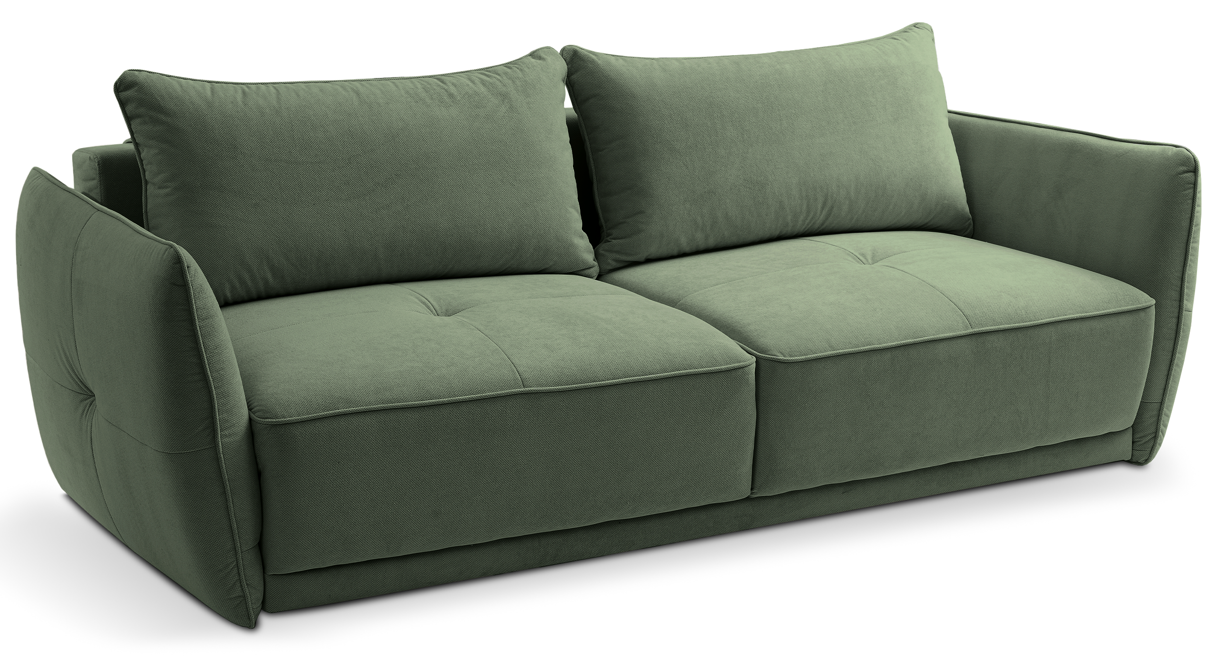 Kanapa rozkładana trzyosobowa Laristia z pojemnikiem zielona szenil hydrofobowy