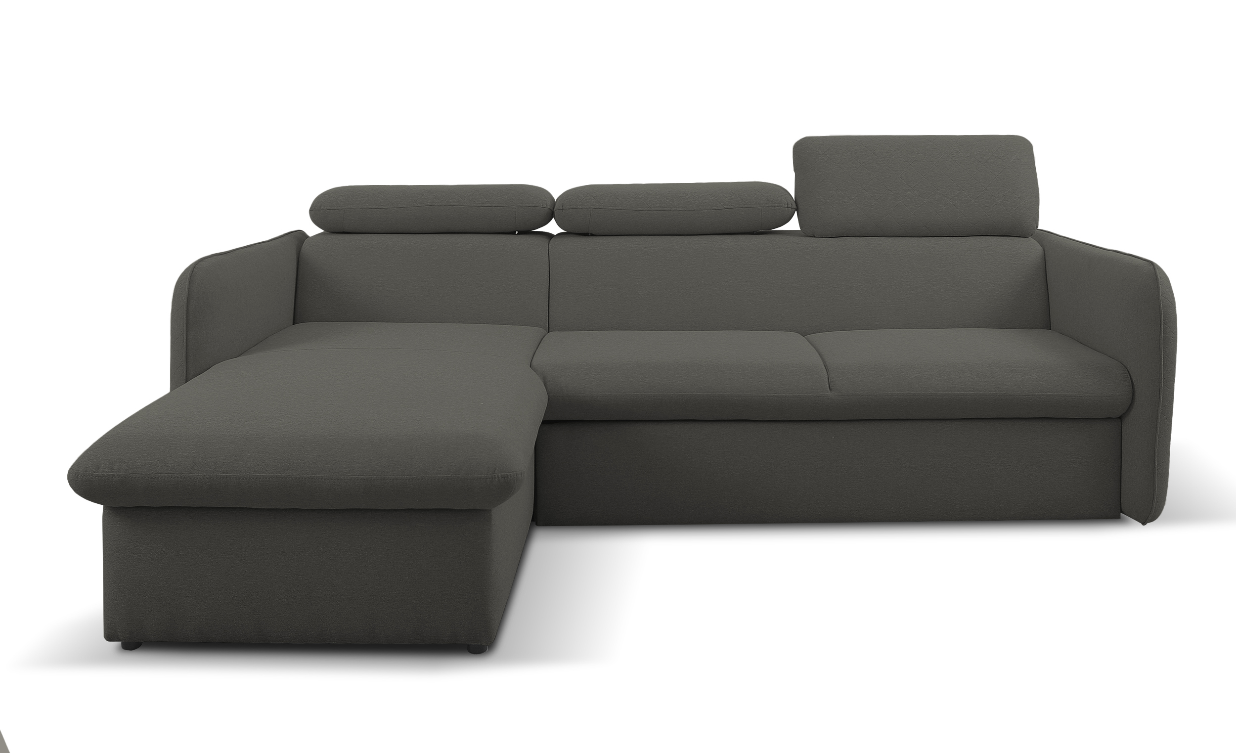 Narożnik z funkcją spania Paladia ciemnoszary z pojemnikiem w tkaninie łatwoczyszczącej welur nogi czarne lewostronny - zdjęcie 1