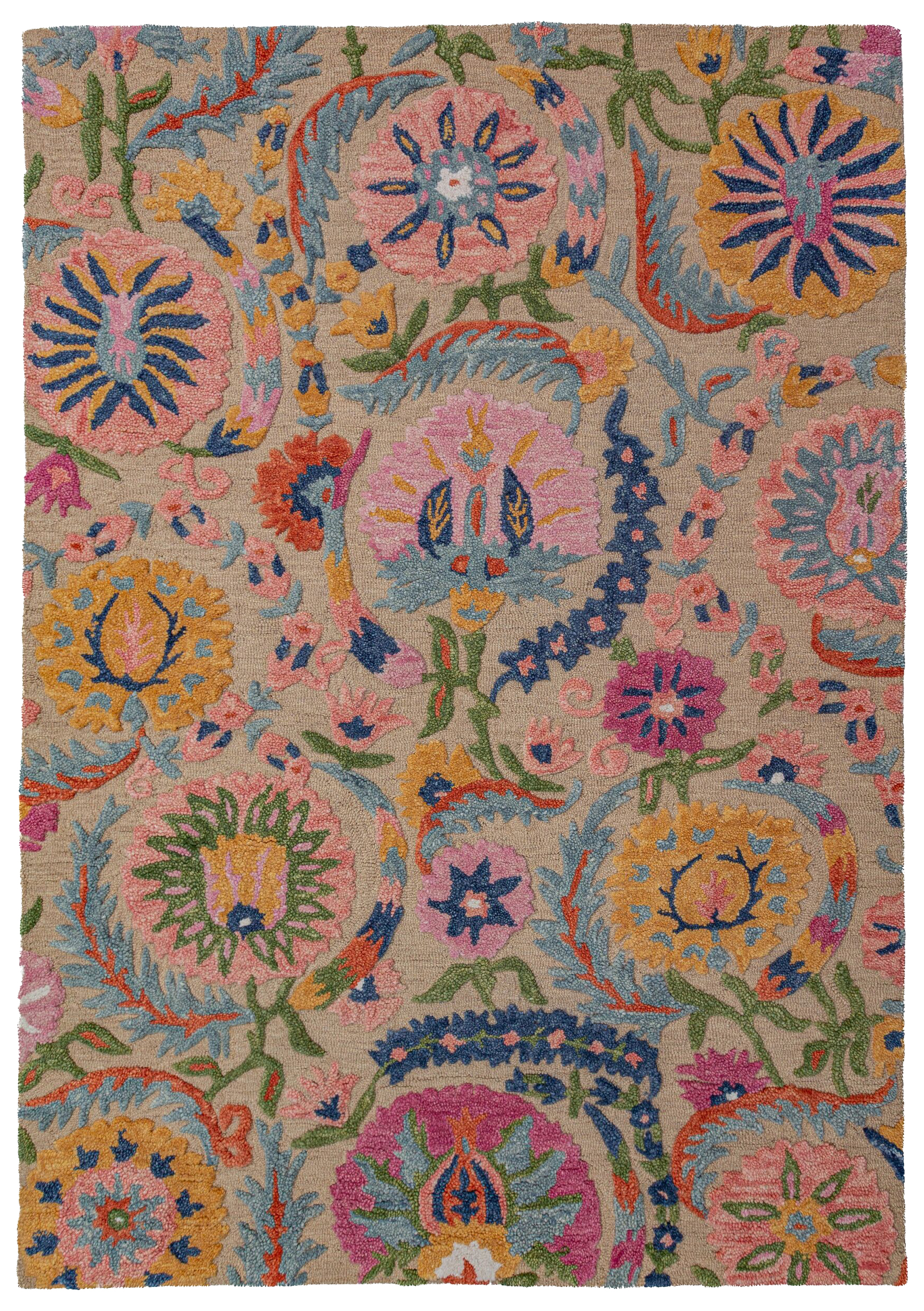 Dywan wełniany ręcznie wykonany Amira Floral 140x200 cm wielokolorowy - zdjęcie 1