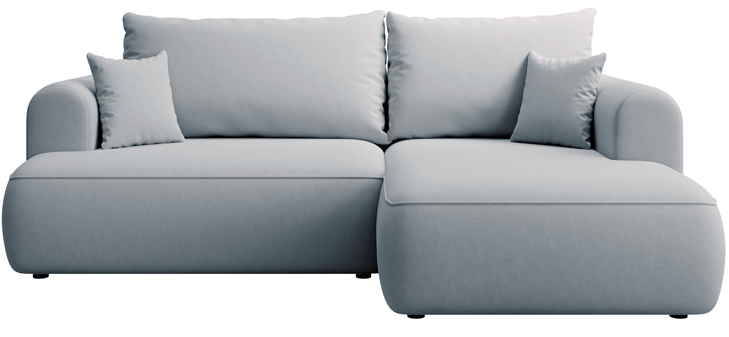 Ecksofa mit Schlaffunktion Ovo mini L-förmig rechts mit Stauraum graues, leicht zu reinigendes Velvet