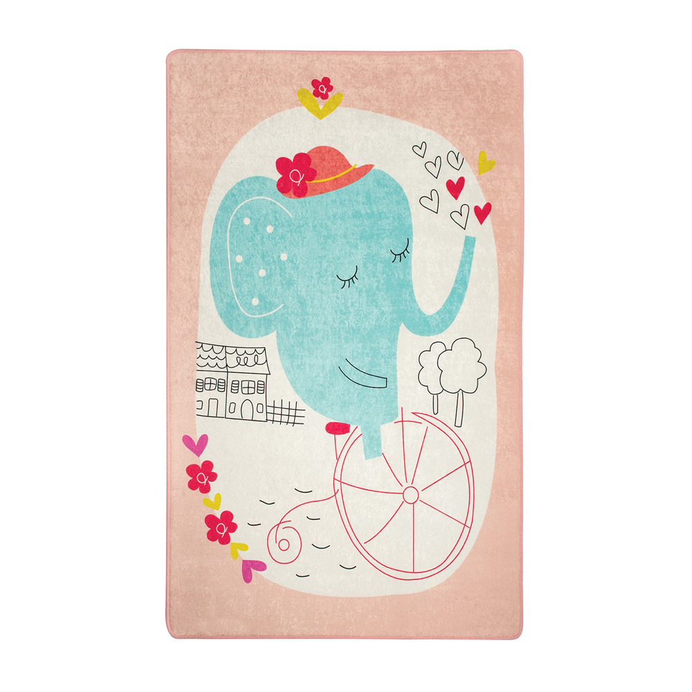Dywan do pokoju dziecięcego Dinkley Słoń różowy 100x160 cm - zdjęcie 1