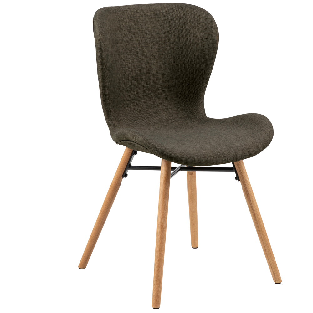 Krzesło tapicerowane Glena tkanina khaki na dębowych nóżkach - zdjęcie 1