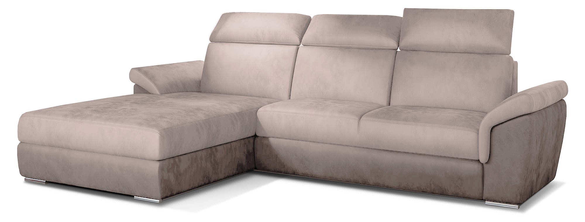 Narożnik z funkcją spania Hogweed L-kształtny z pojemnikiem beżowy welwet łatwoczyszczący lewostronny - zdjęcie 1