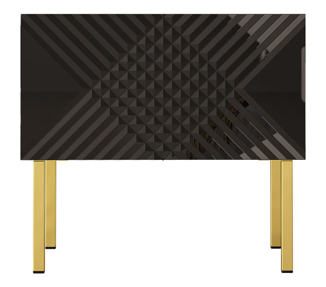 Szafka nocna Midrin 50x35 cm czarny mat / czarny połysk ze złotymi nogami - zdjęcie 1