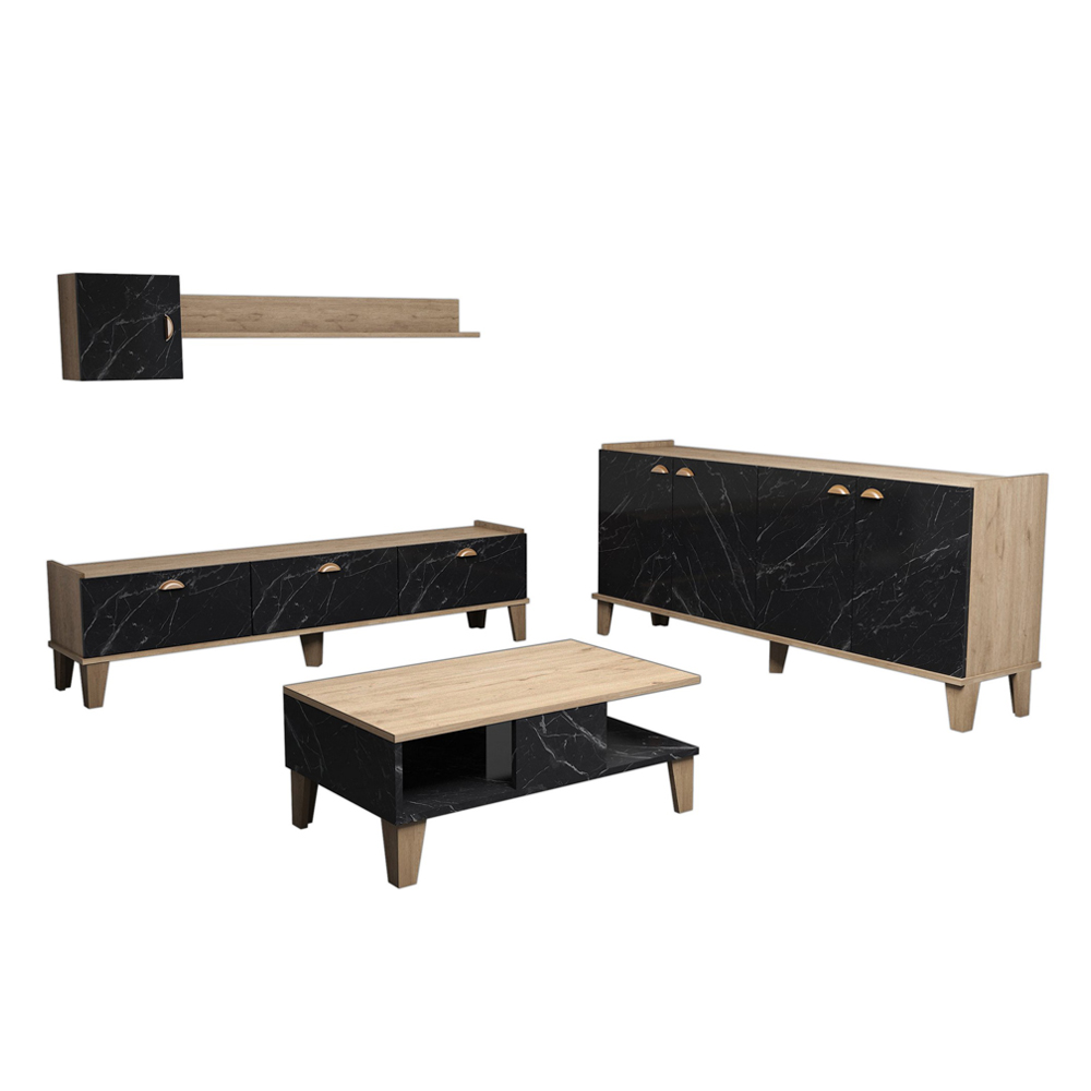 Meblościanka Smeru dąb/czarny marmur - zdjęcie 1