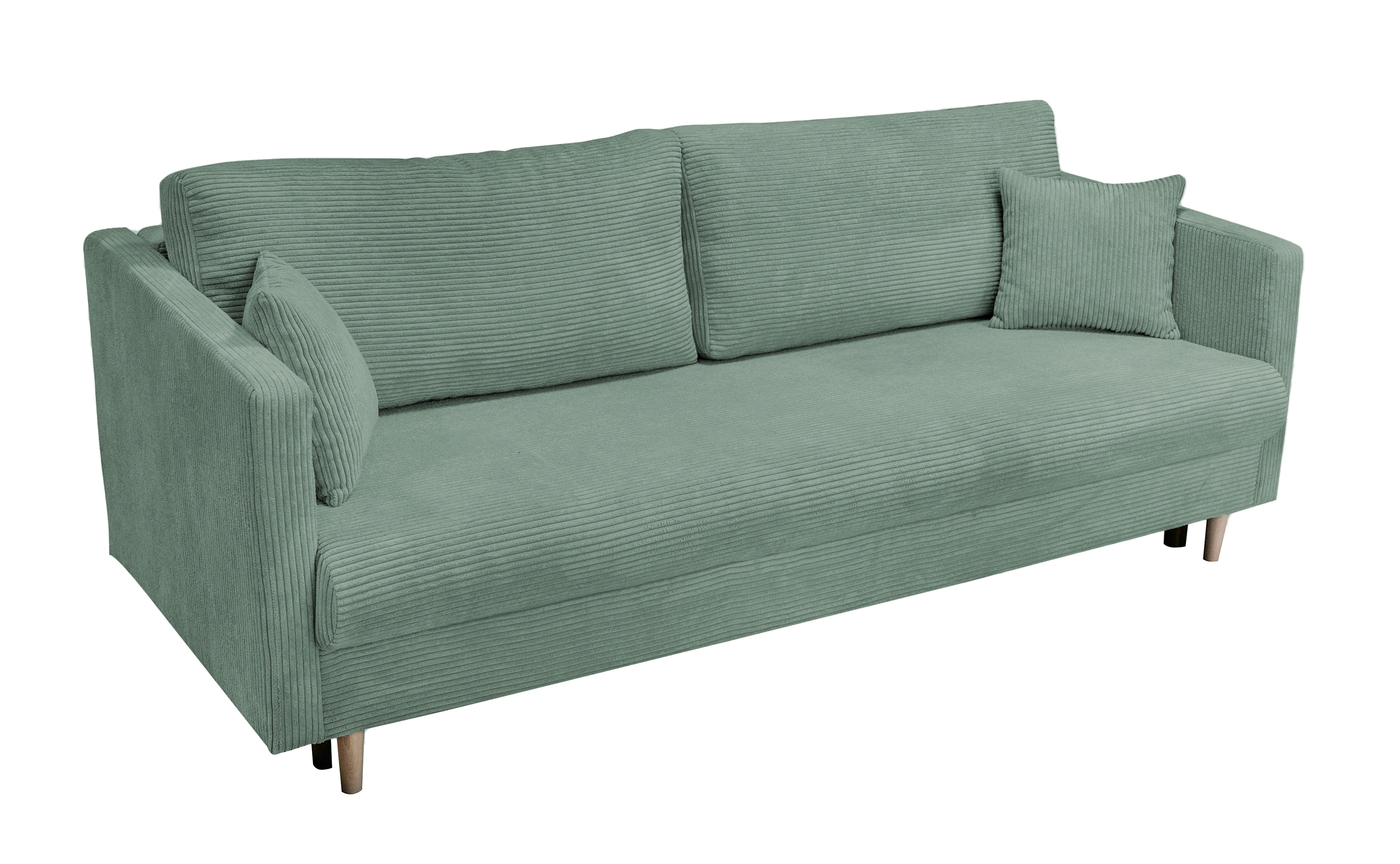 Kanapa rozkładana trzyosobowa Mahasar  z pojemnikiem szałwiowe sztruks - zdjęcie 1