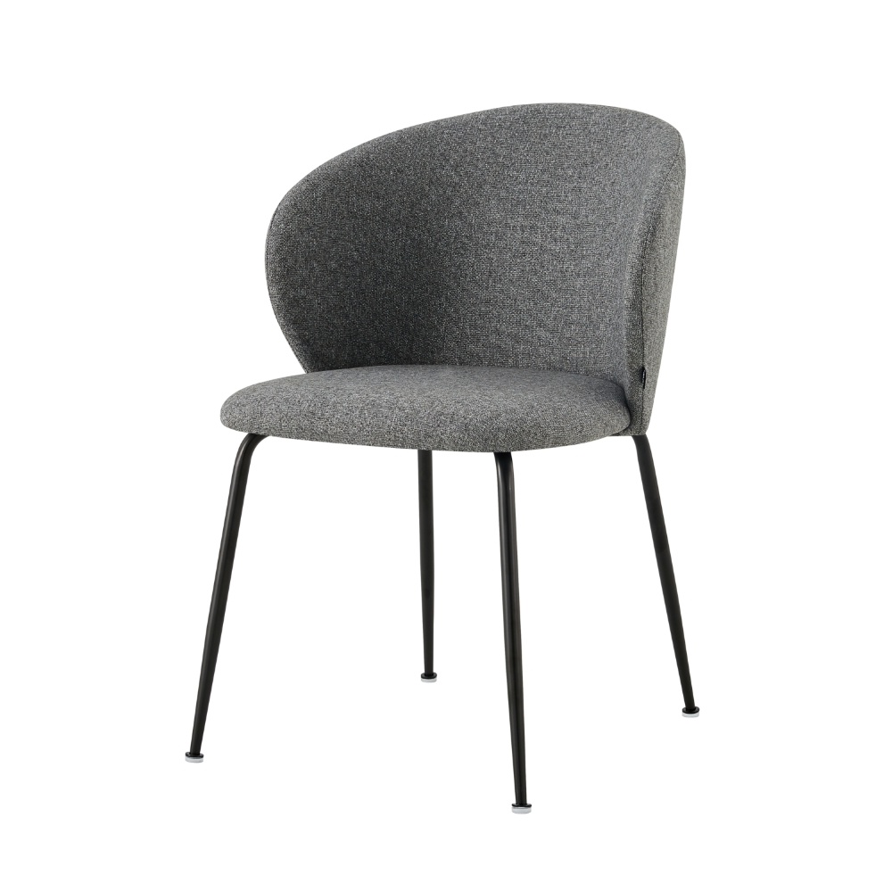 Krzesło tapicerowane Mealize w tkaninie hydrofobowej ciemnoszare na czarnych nogach