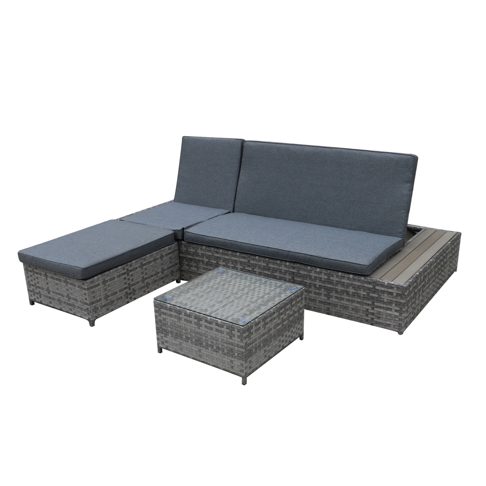Zestaw mebli ogrodowych Jeremias modułowy ze stolikiem szary - zdjęcie 1