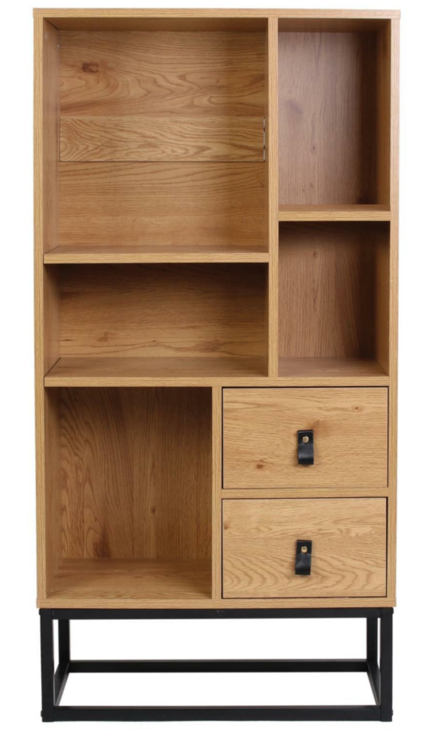 Regał wysoki z szufladami Affinant dąb/ czarna - zdjęcie 1