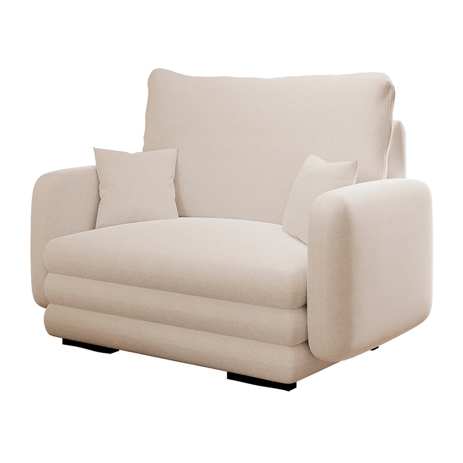 Fotel kubełkowy Lincino beżowy w tkaninie łatwoczyszczącej - zdjęcie 1