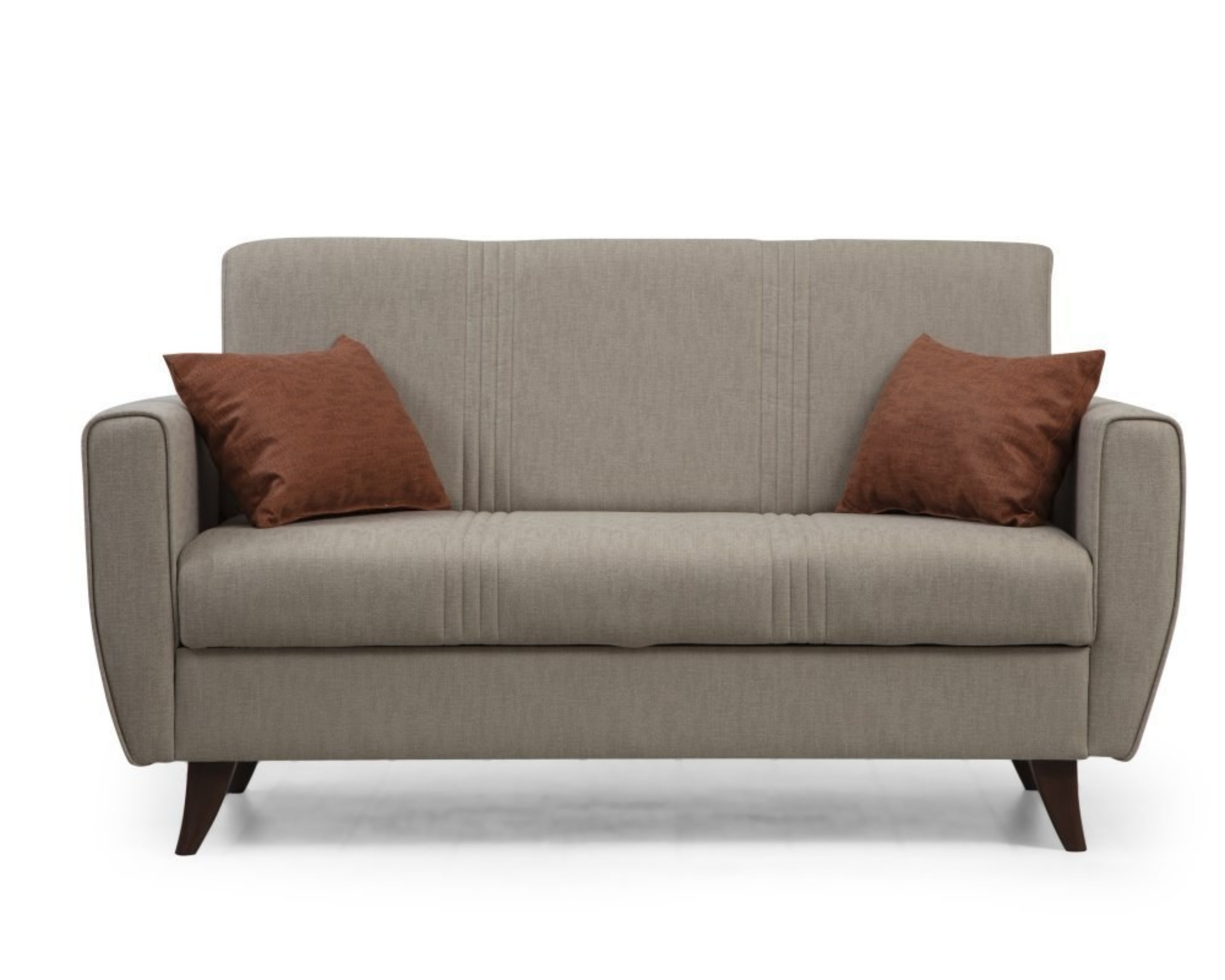 Kanapa dwuosobowa Flanims z podłokietnikami beżowa - zdjęcie 1