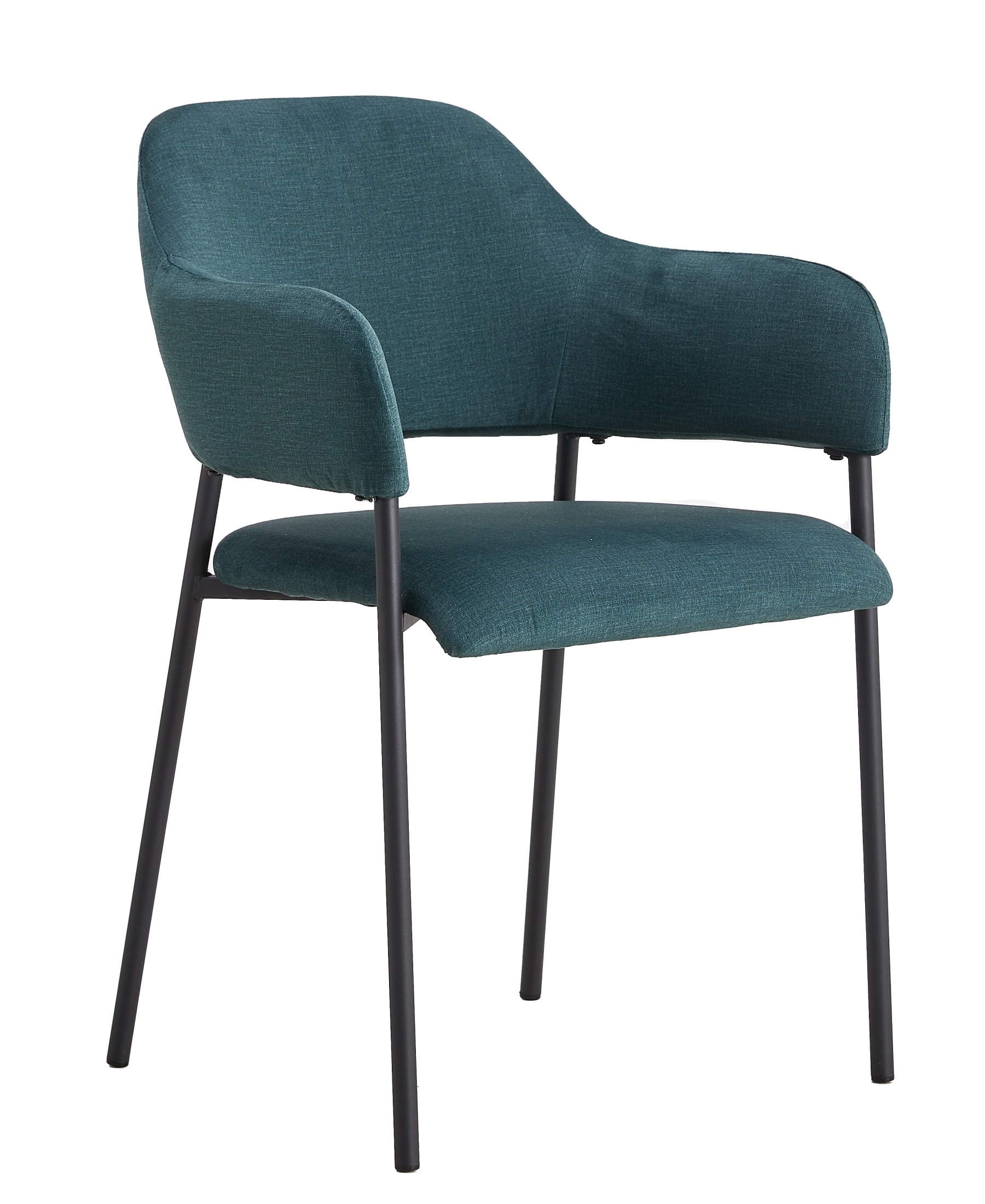 Krzesło tapicerowane z podłokietnikami Azhai ciemnozielone - zdjęcie 1