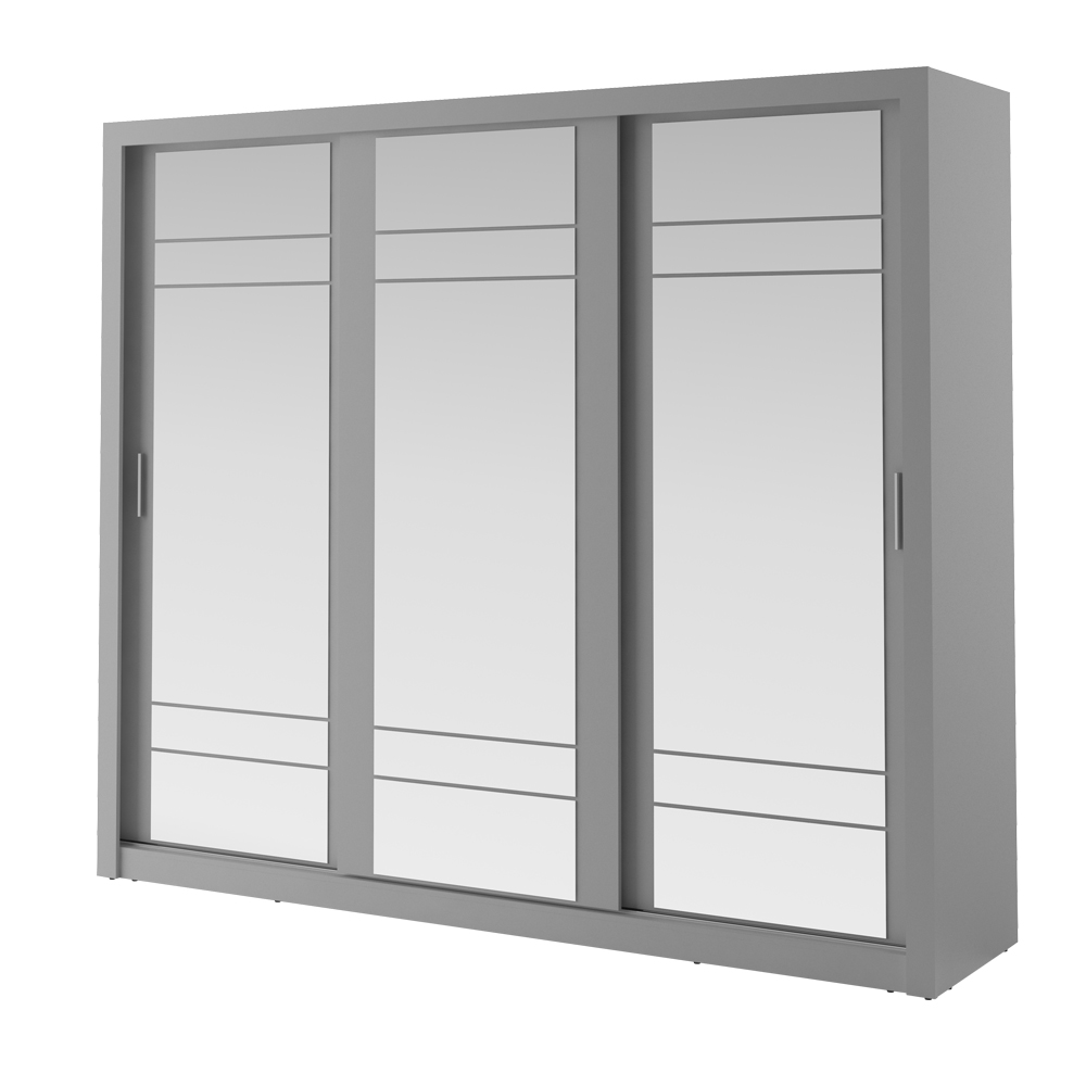Szafa Arti 250 cm z trzema lustrami Szary  - zdjęcie 1