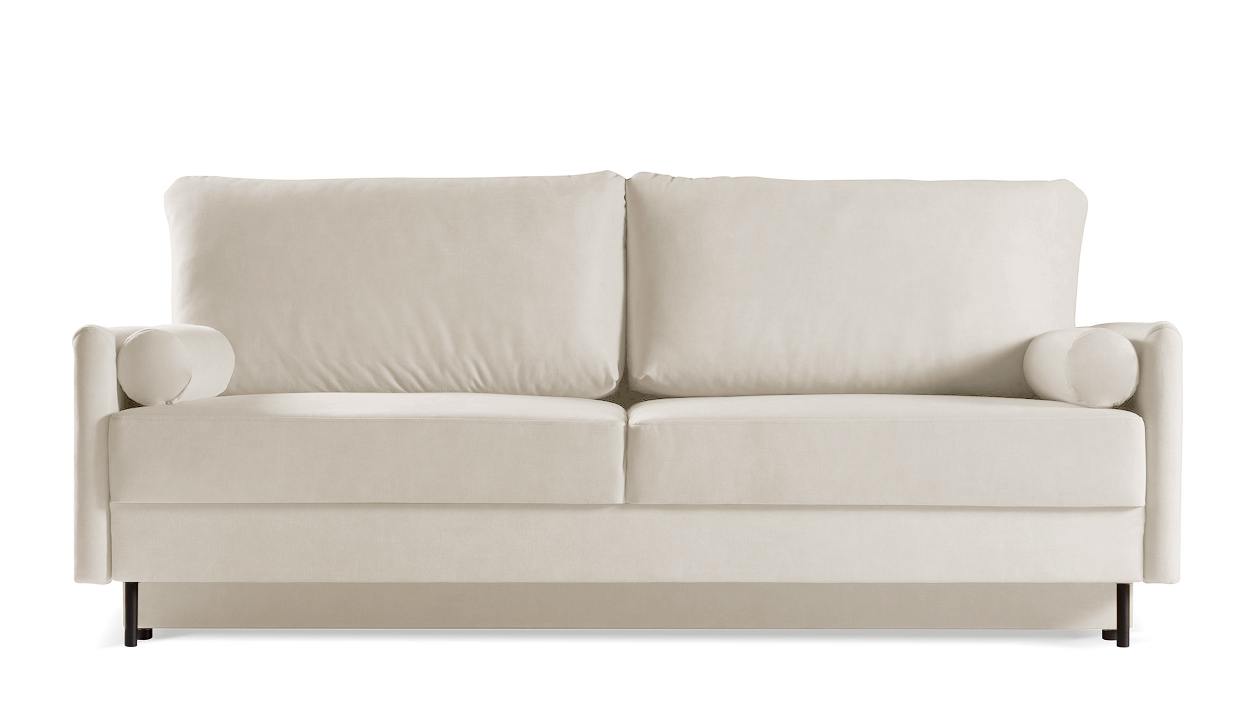 Kanapa rozkładana trzyosobowa Tomonde z pojemnikiem beżowa welur łatwoczyszczący - zdjęcie 1