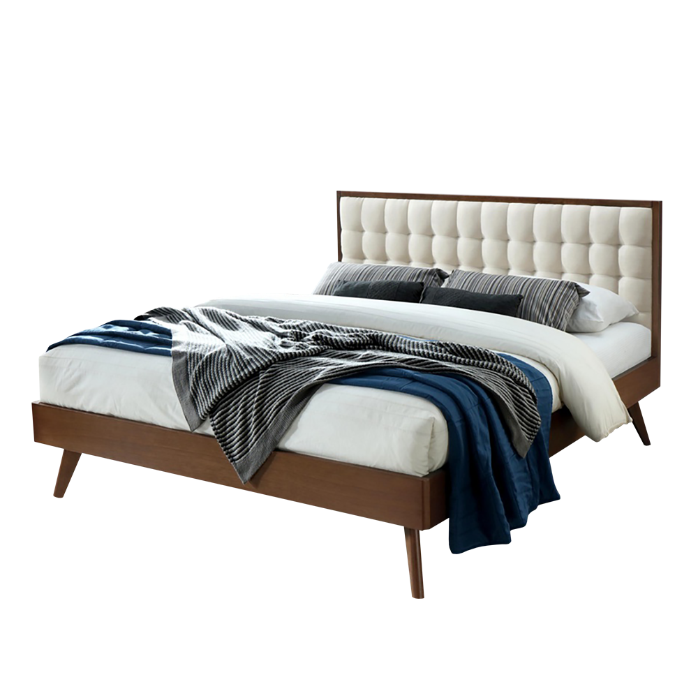 Łóżko Viggo orzech z beżowym zagłówkiem - zdjęcie 1