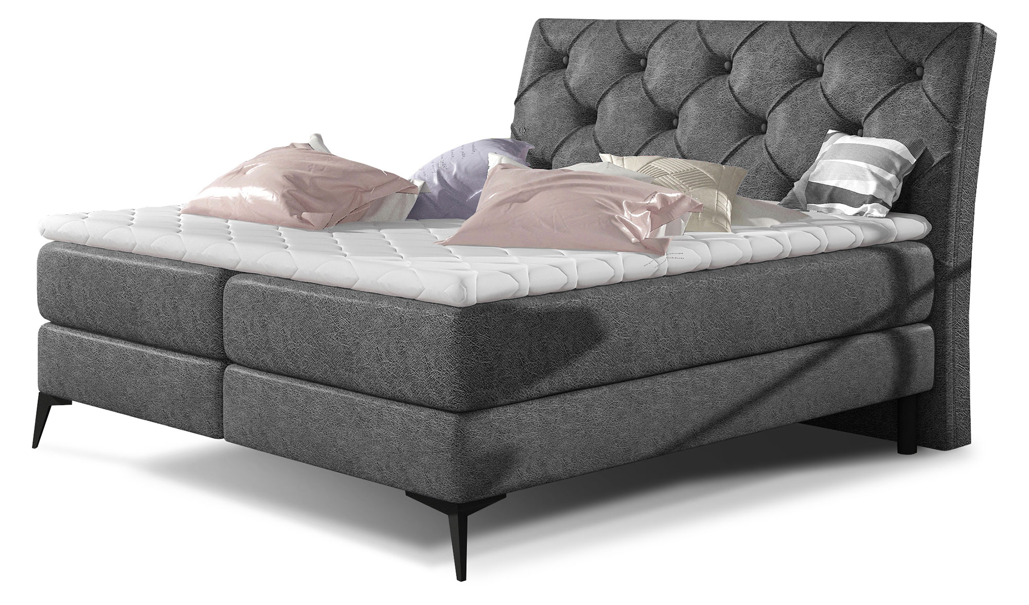 Łóżko kontynentalne Tessino 140x200 cm z pojemnikiem szare - zdjęcie 1