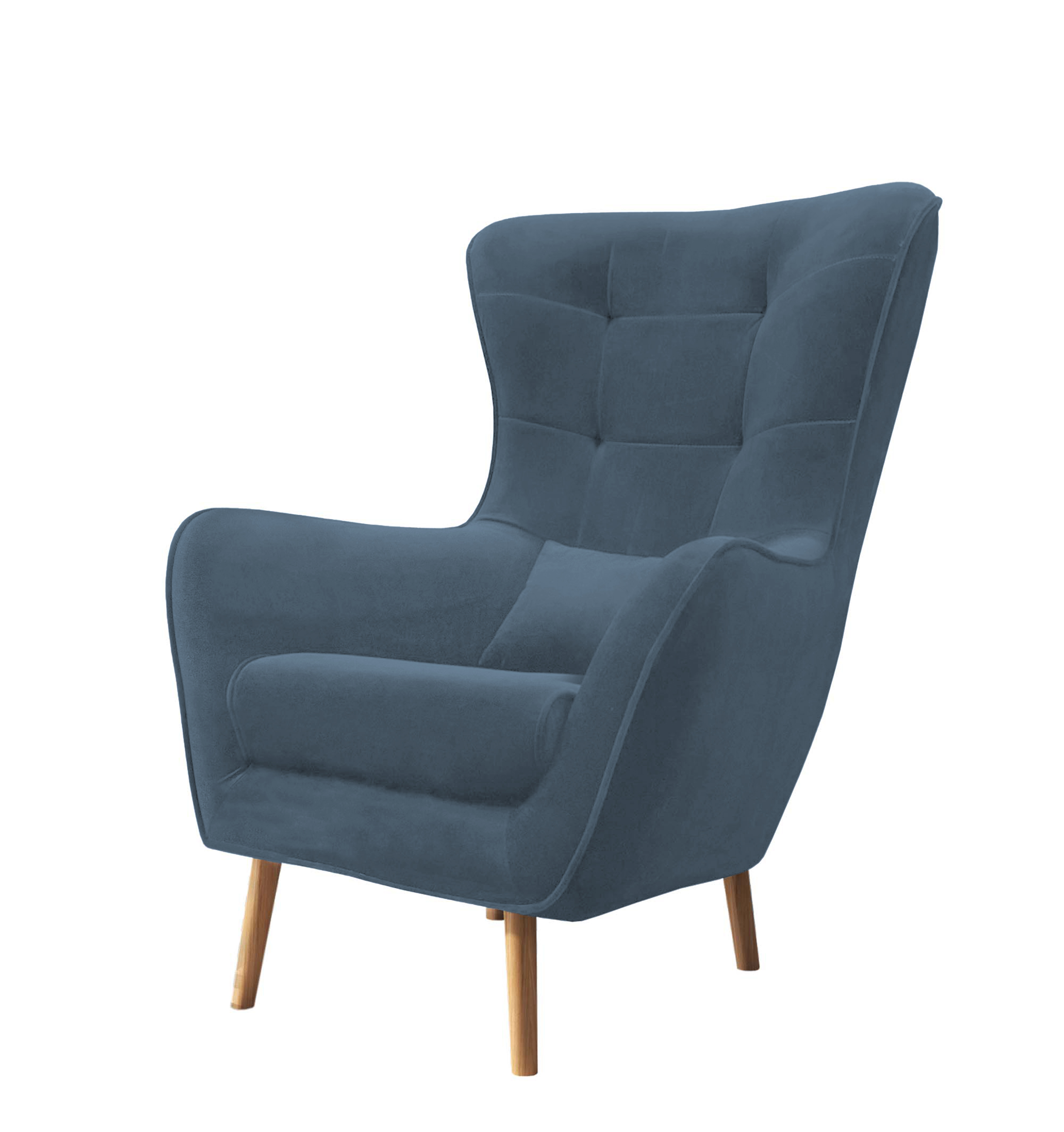 Fotel wypoczynkowy uszak Vence niebieski velvet łatwoczyszczący