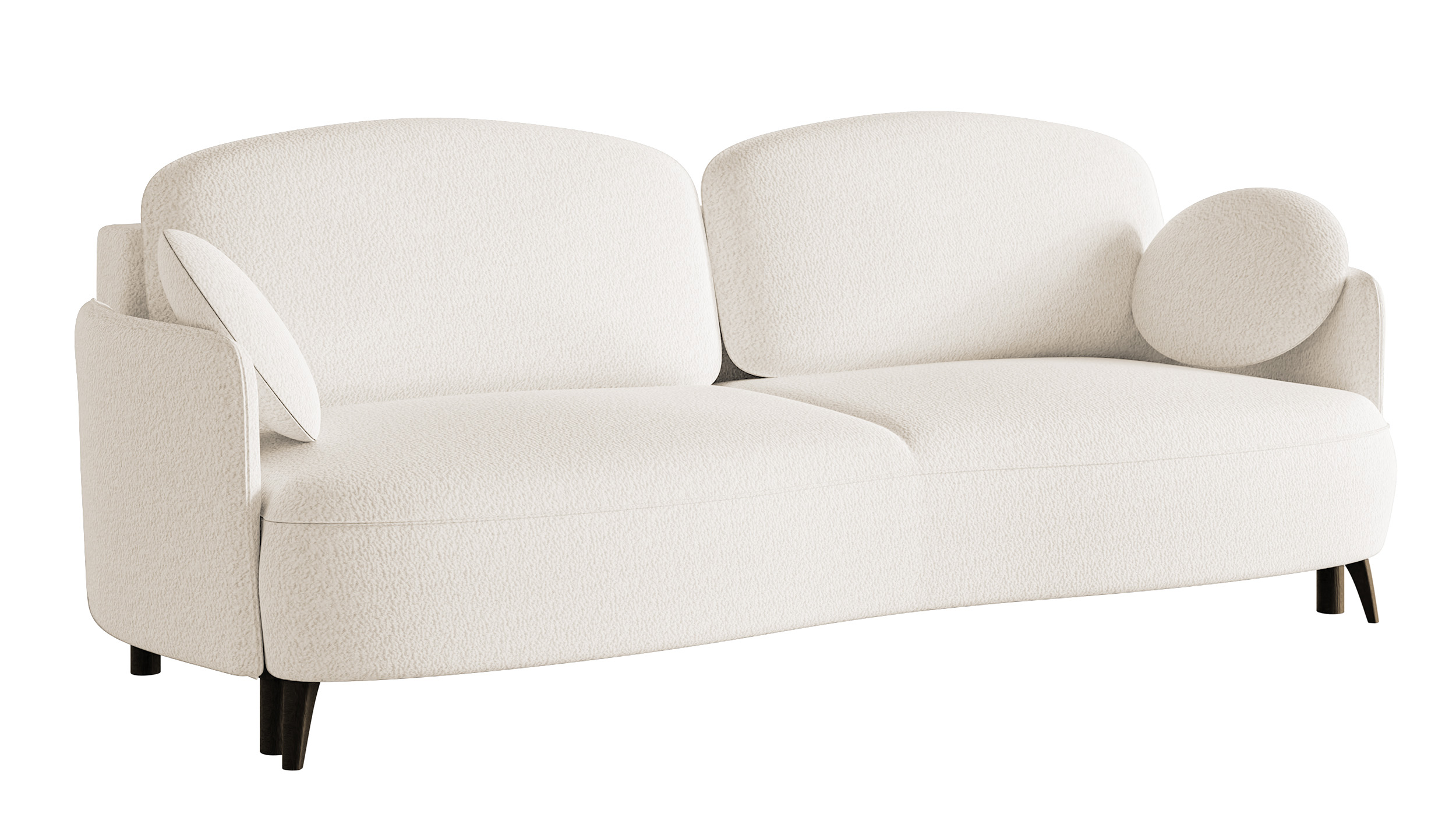 Kanapa rozkładana trzyosobowa Raviolo z pojemnikiem kremowa boucle nóżki czarne - zdjęcie 1