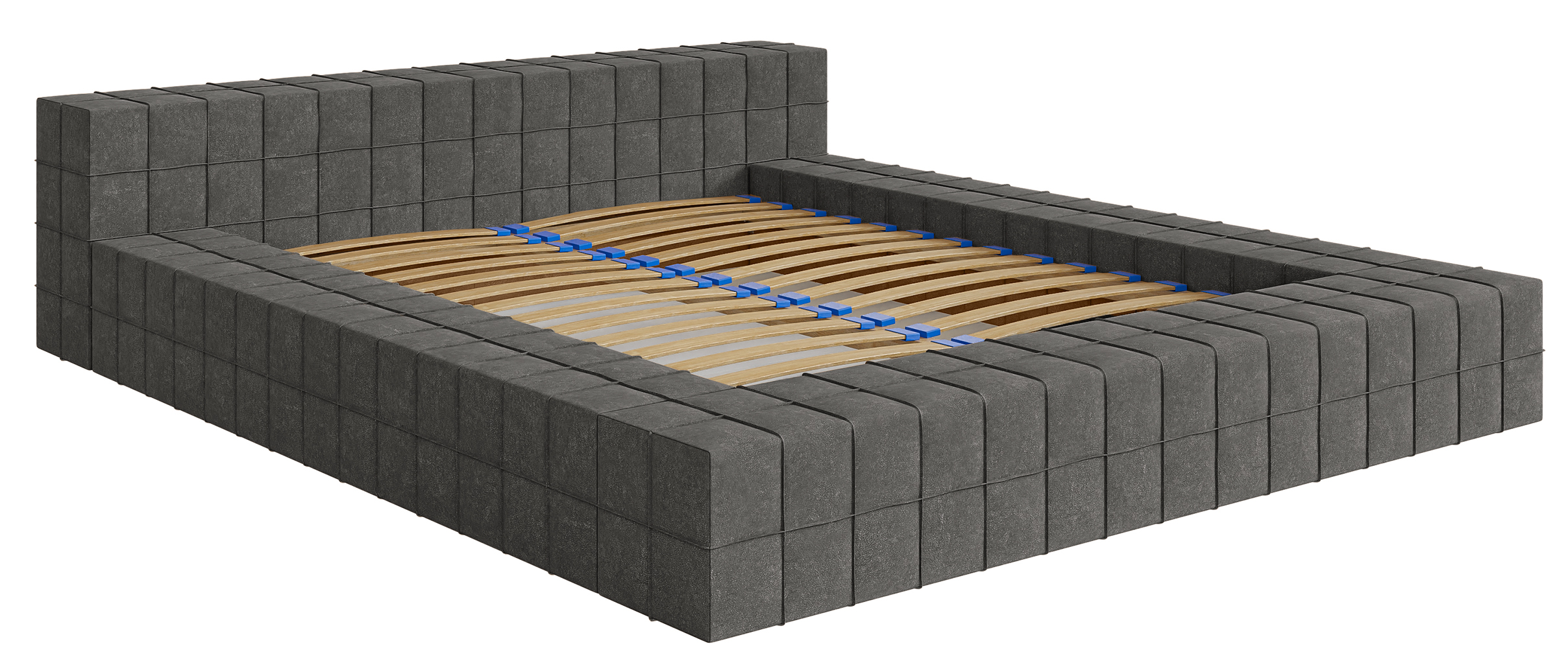 Łóżko tapicerowane 140x200 cm Evori grafitowy nubuk hydrofobowy - zdjęcie 1