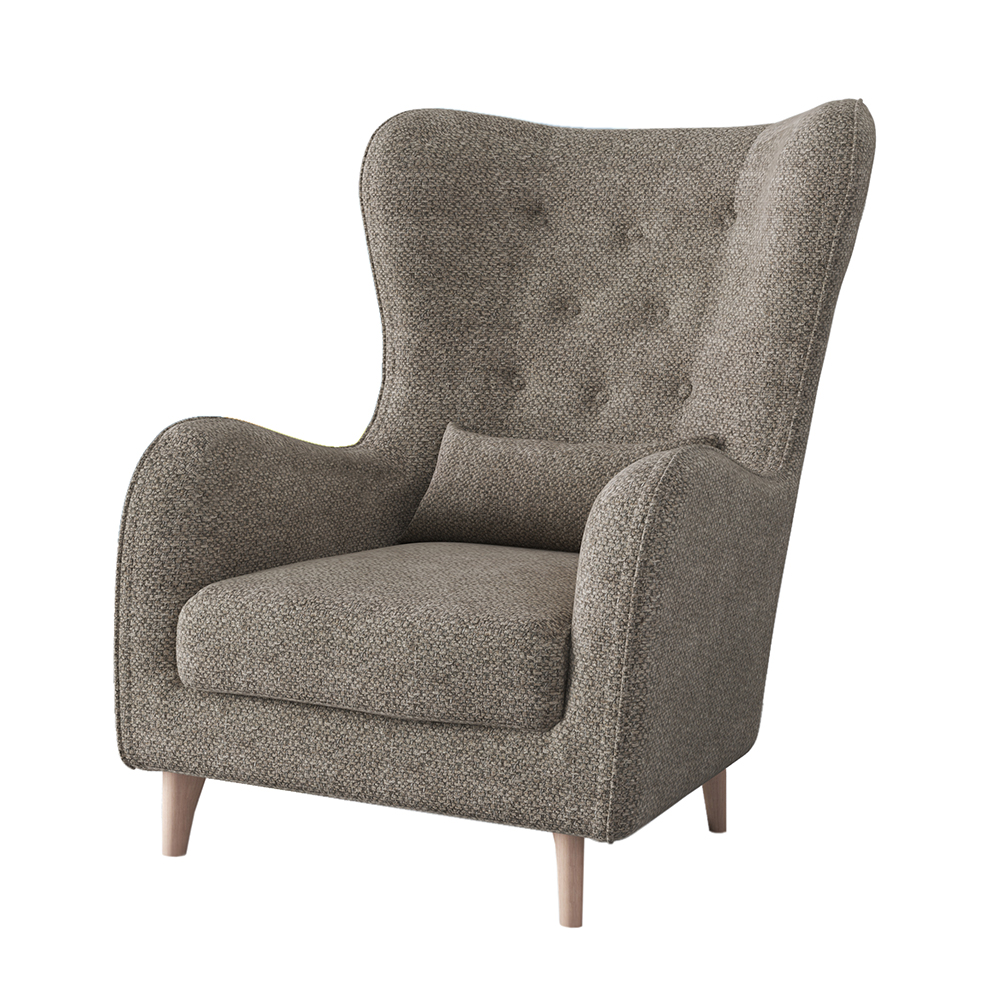 Fotel uszak Calmino Duży brązowy w tkaninie łatwoczyszczącej - zdjęcie 1