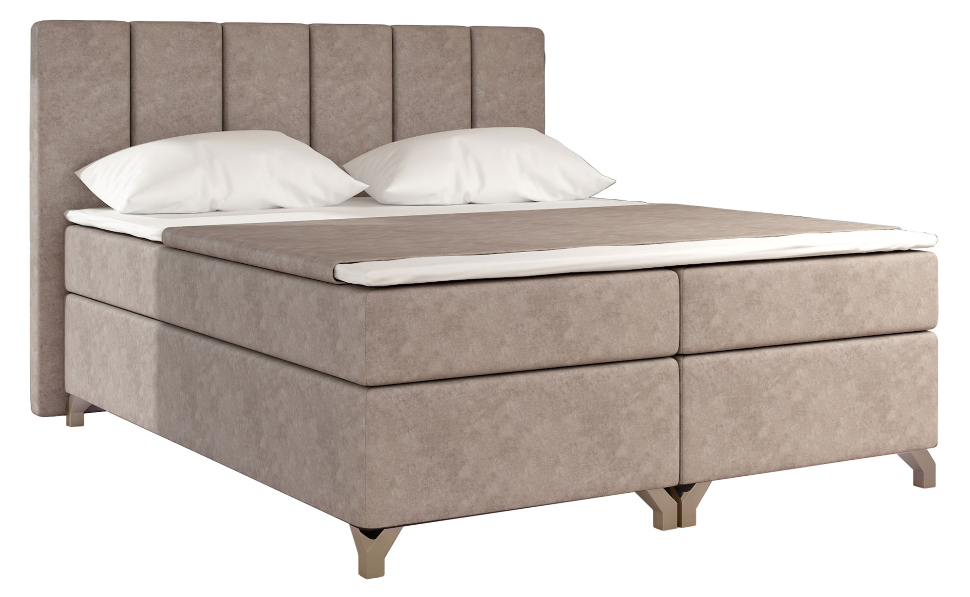 Łóżko kontynentalne Zonti 160x200 cm z pojemnikiem brązowe