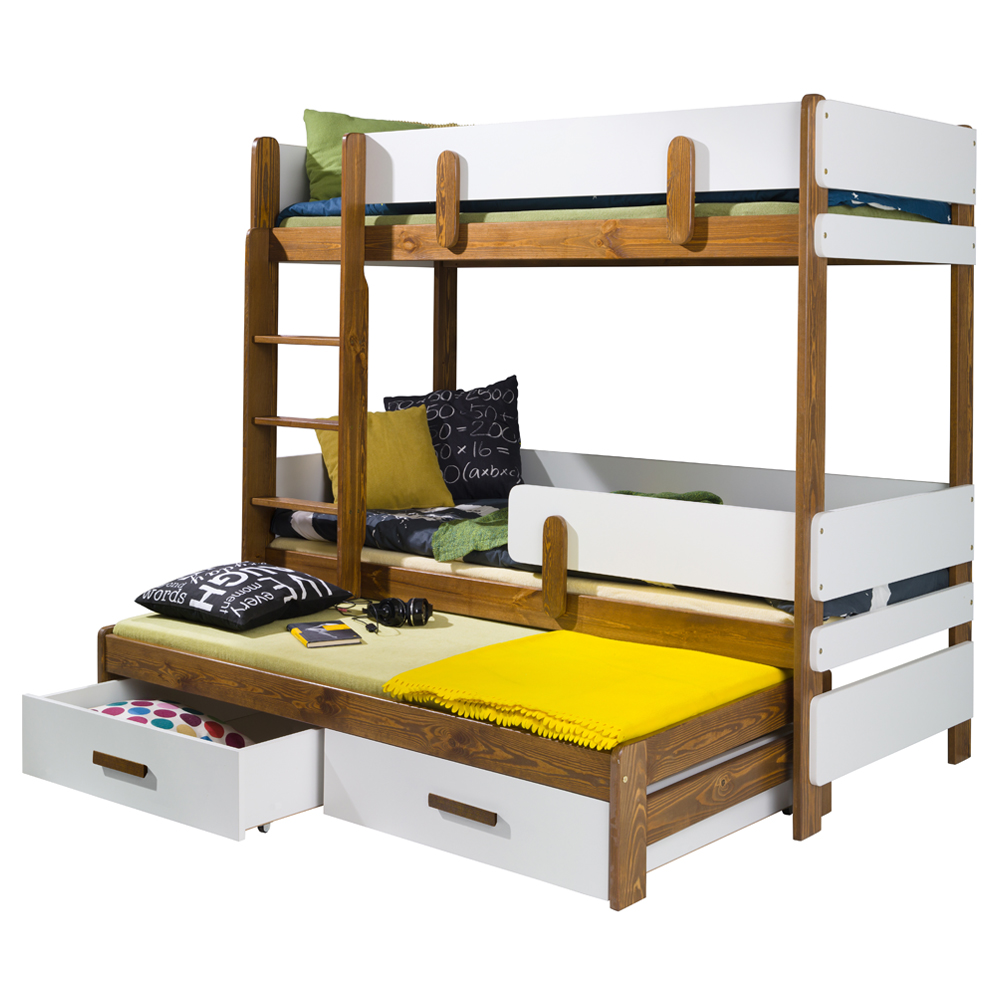 Łóżko piętrowe z trzema posłaniami Periedo dwie szuflady - zdjęcie 1