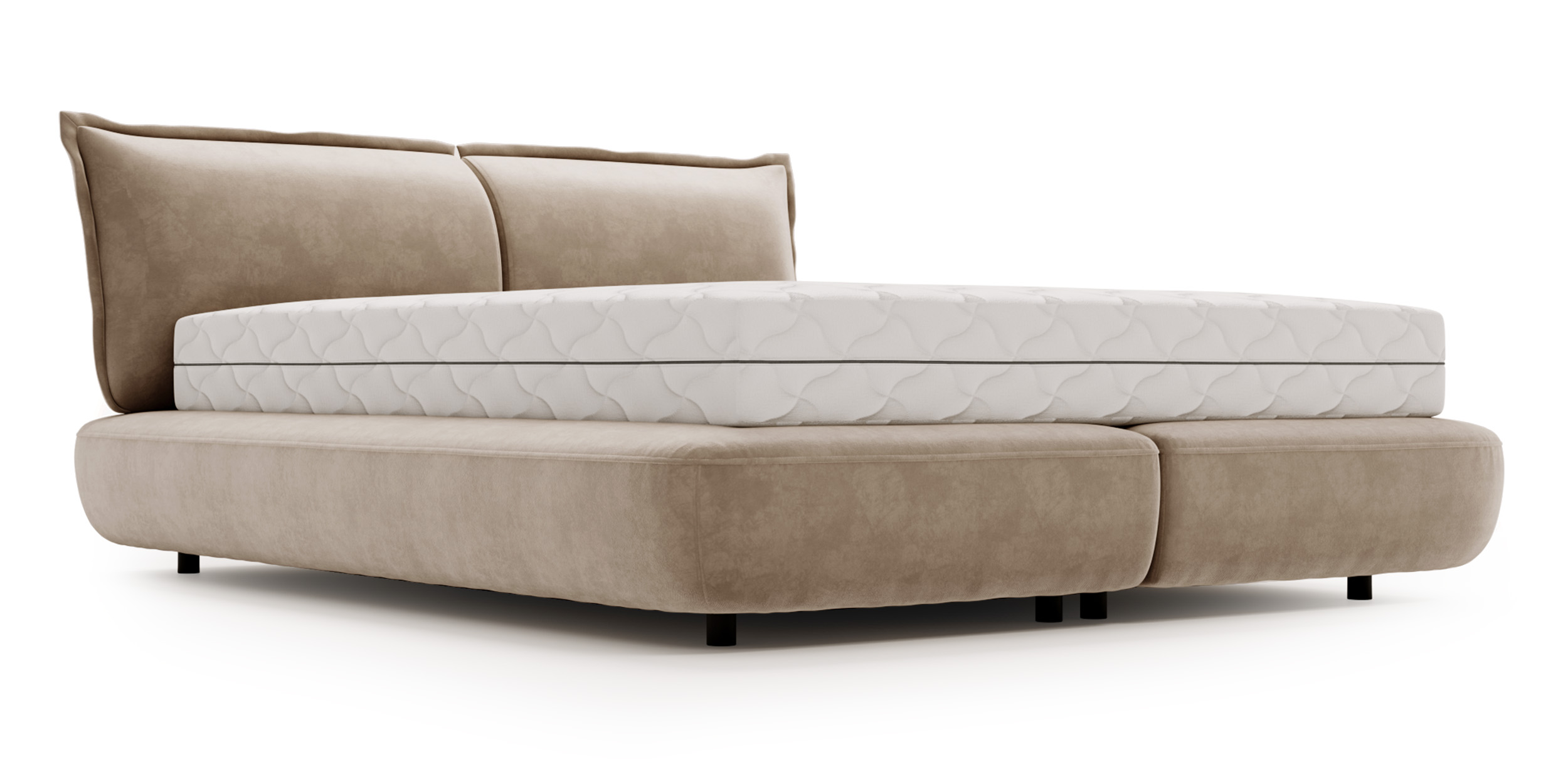 Łóżko tapicerowane 140x200 cm Borbela beżowe łatwoczyszczące - zdjęcie 1