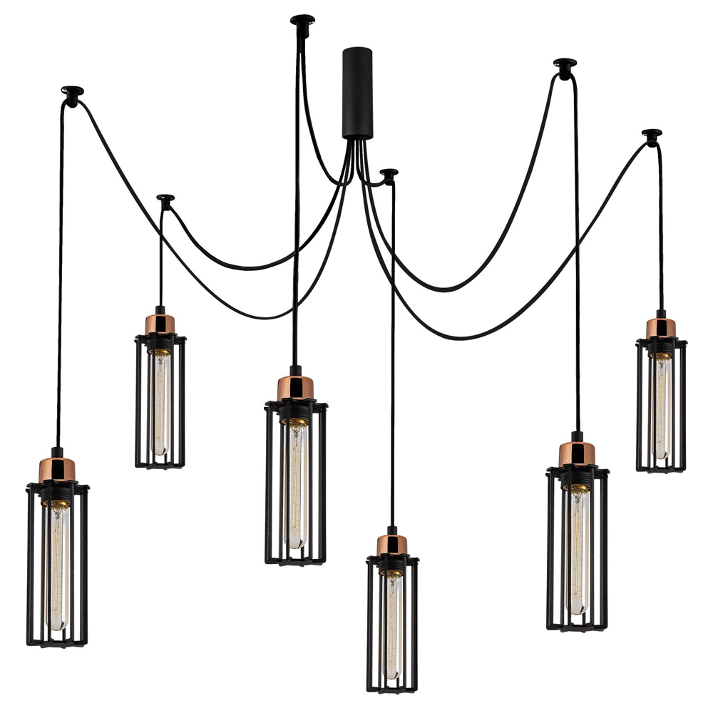 Lampa sufitowa Naomet x6 podwieszana czarna - zdjęcie 1