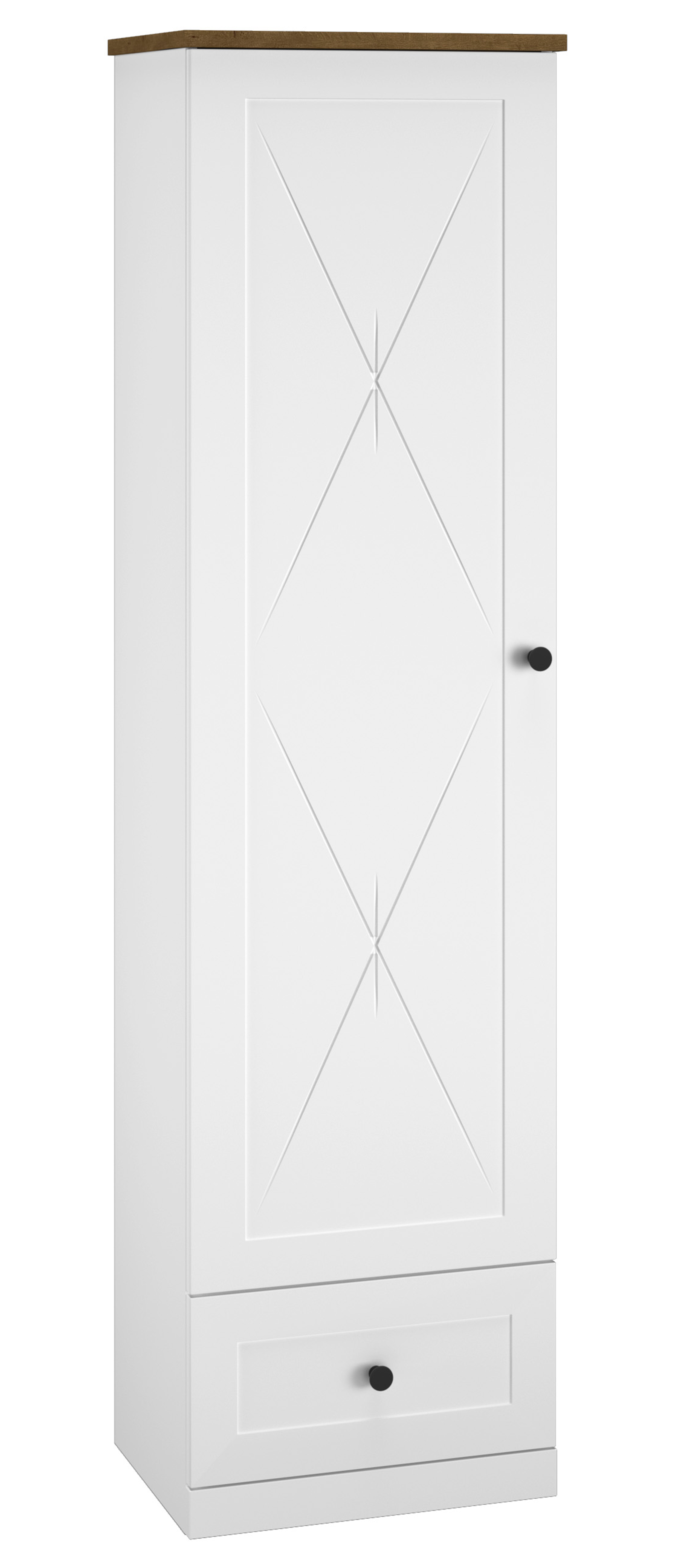 Regał zamykany Mugeto 55 cm z szufladą biały/dąb Lefkas - zdjęcie 1